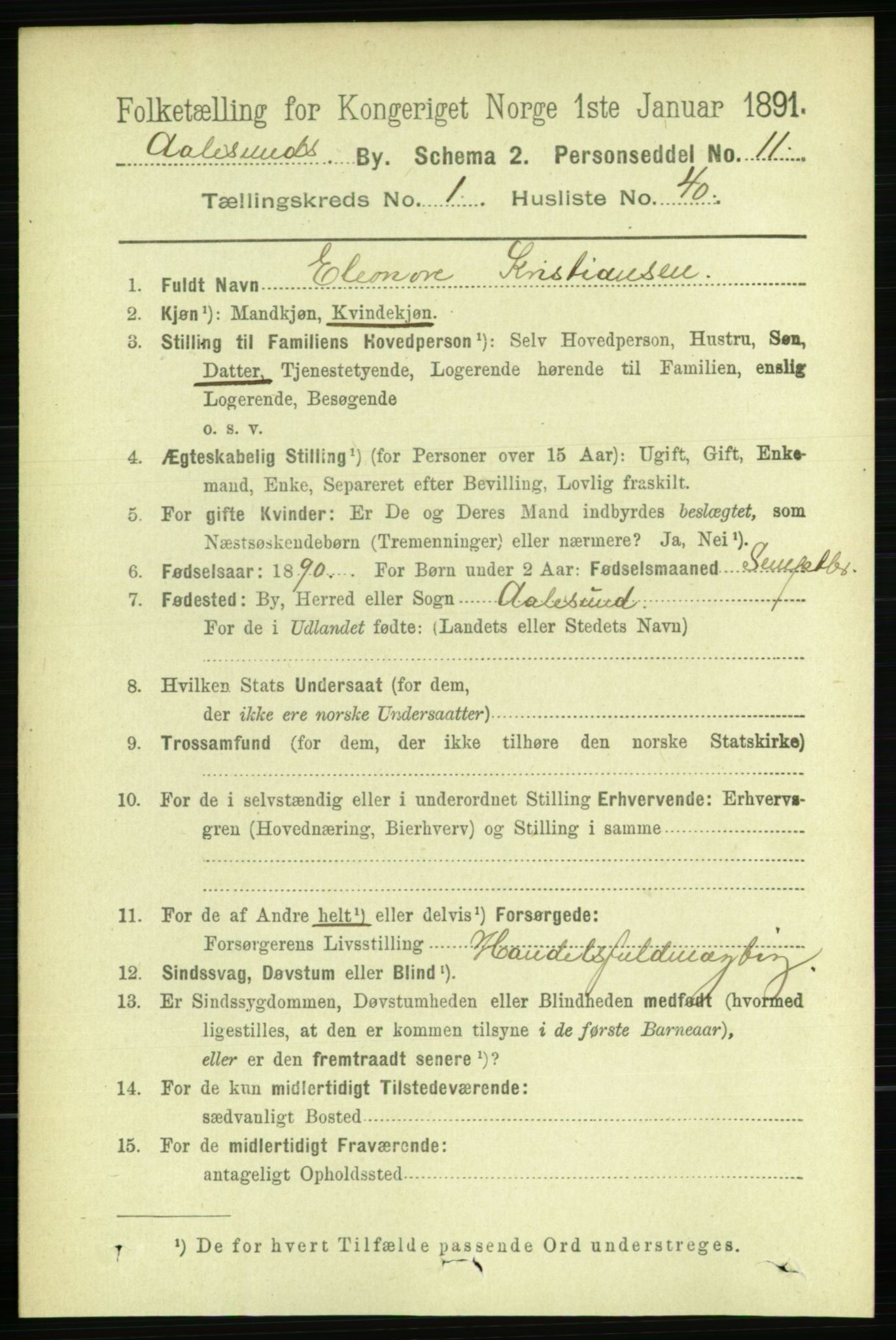 RA, 1891 census for 1501 Ålesund, 1891, p. 1717