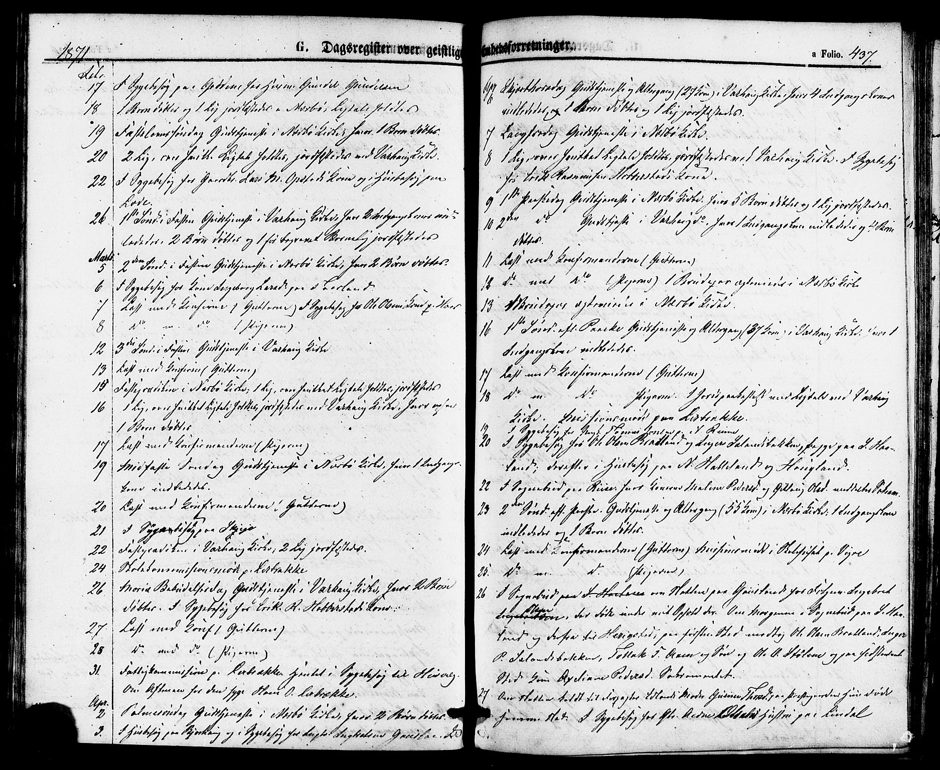 Hå sokneprestkontor, AV/SAST-A-101801/001/30BA/L0009: Parish register (official) no. A 8, 1855-1878, p. 437