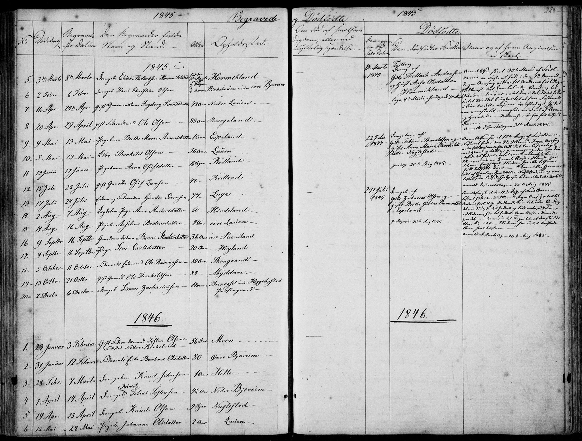 Hægebostad sokneprestkontor, AV/SAK-1111-0024/F/Fa/Faa/L0004: Parish register (official) no. A 4, 1834-1864, p. 228