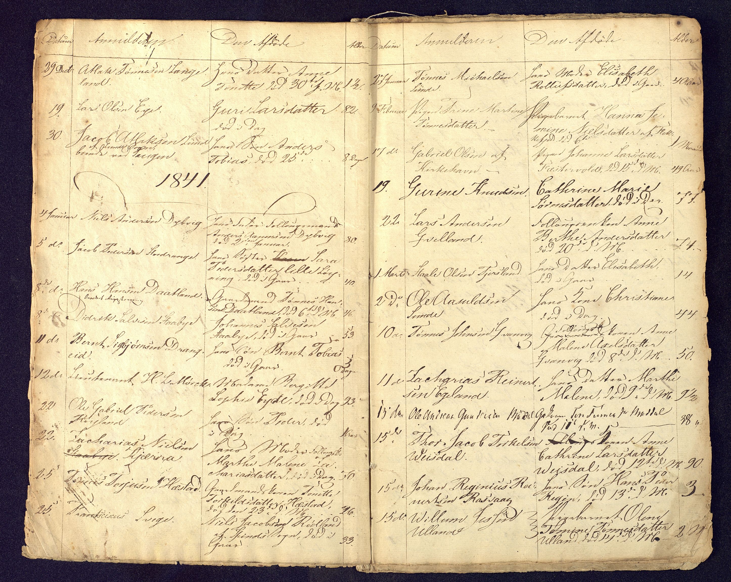 Flekkefjord sorenskriveri, AV/SAK-1221-0001/H/Ha/L0001/0001: Dødsfallsfortegnelser / Dødsfallsfortegnelse Nes og Hidra, defekt, 1829-1863