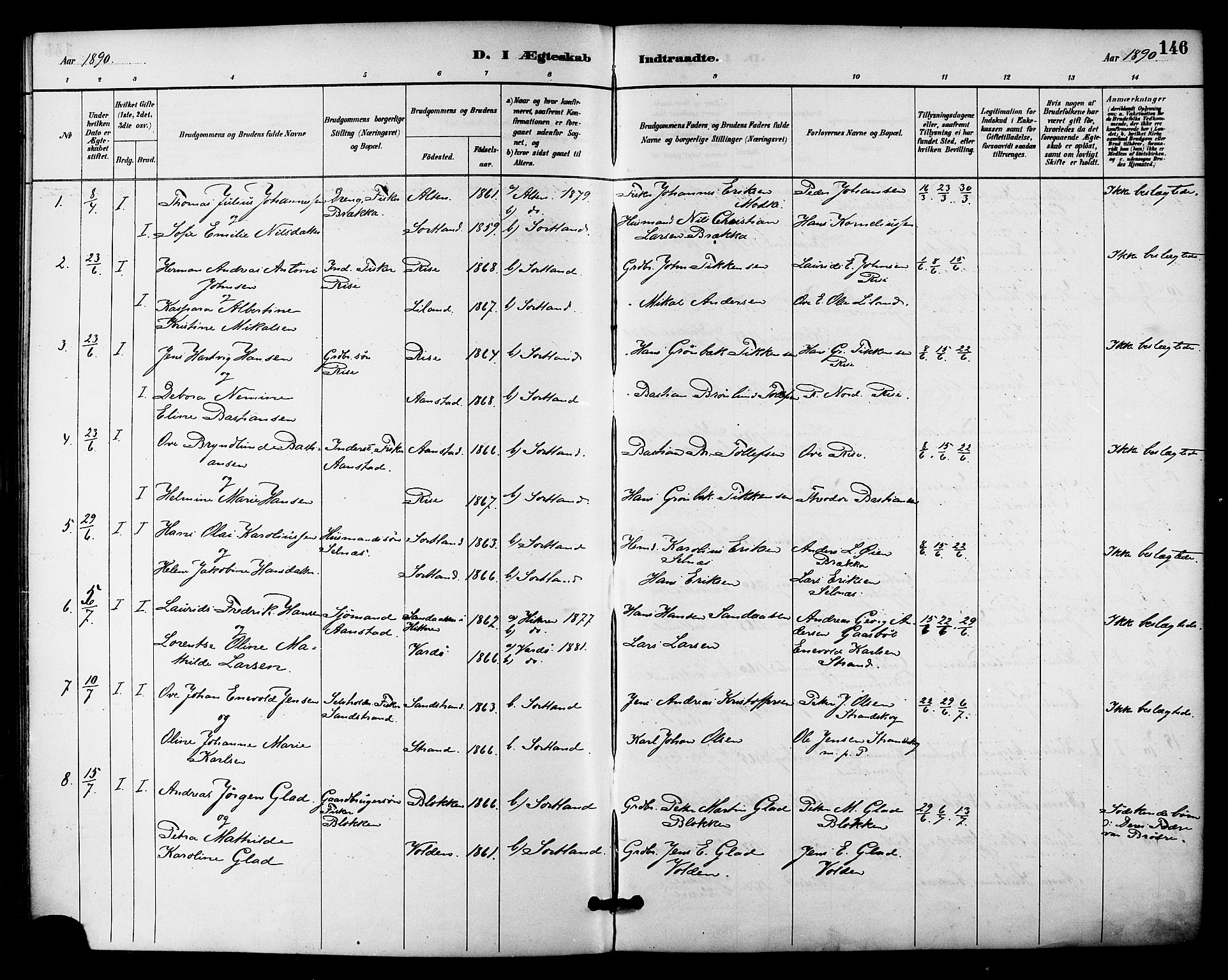 Ministerialprotokoller, klokkerbøker og fødselsregistre - Nordland, AV/SAT-A-1459/895/L1371: Parish register (official) no. 895A06, 1885-1894, p. 146