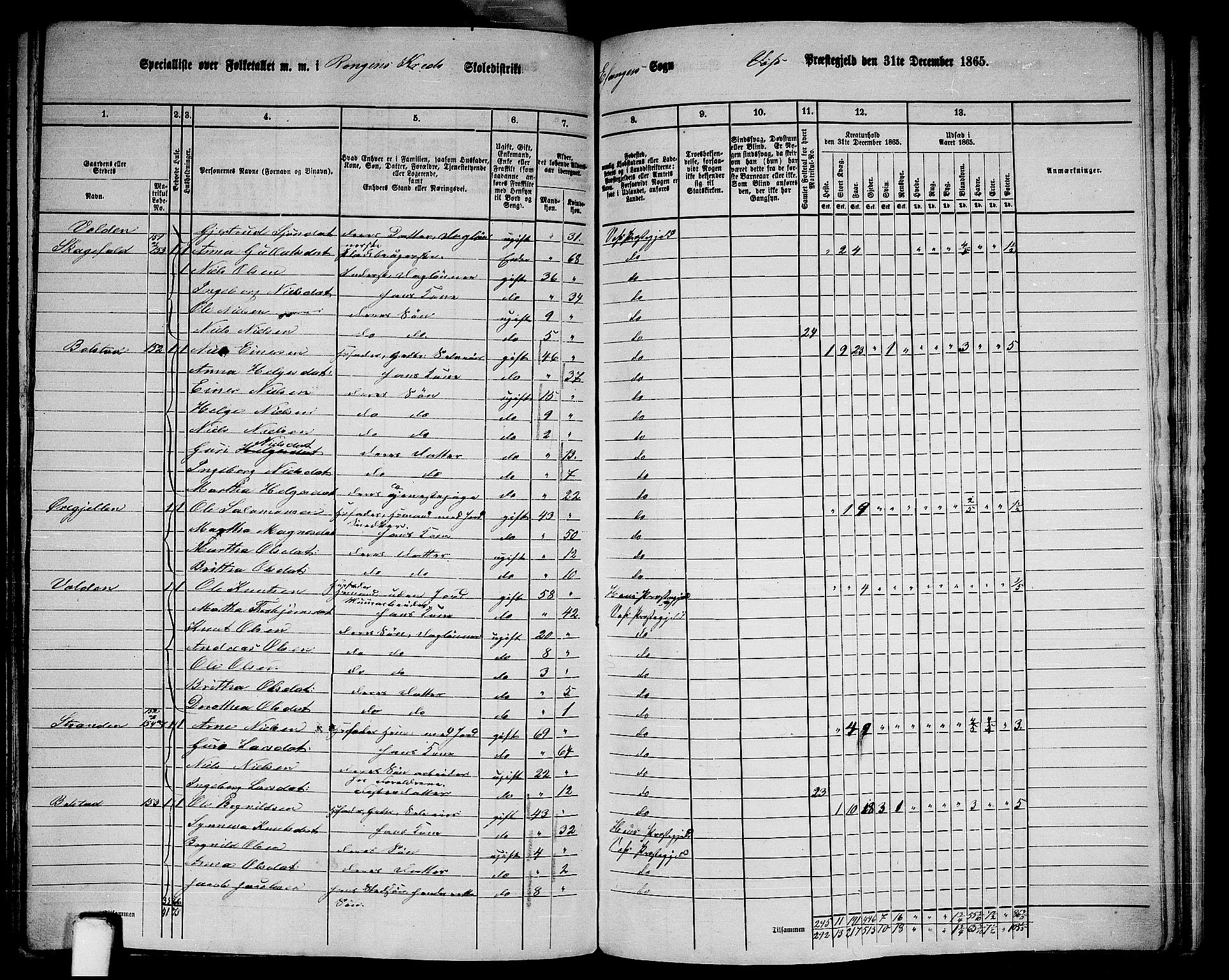 RA, 1865 census for Voss, 1865, p. 390