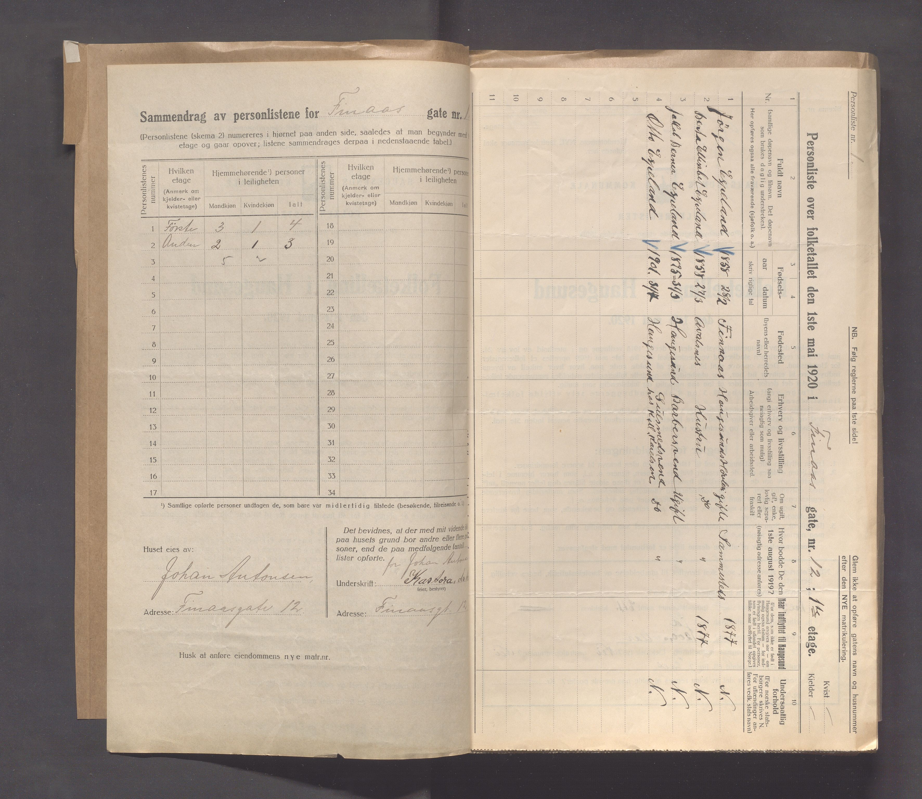 IKAR, Local census 1.5.1920 for Haugesund, 1920, p. 748