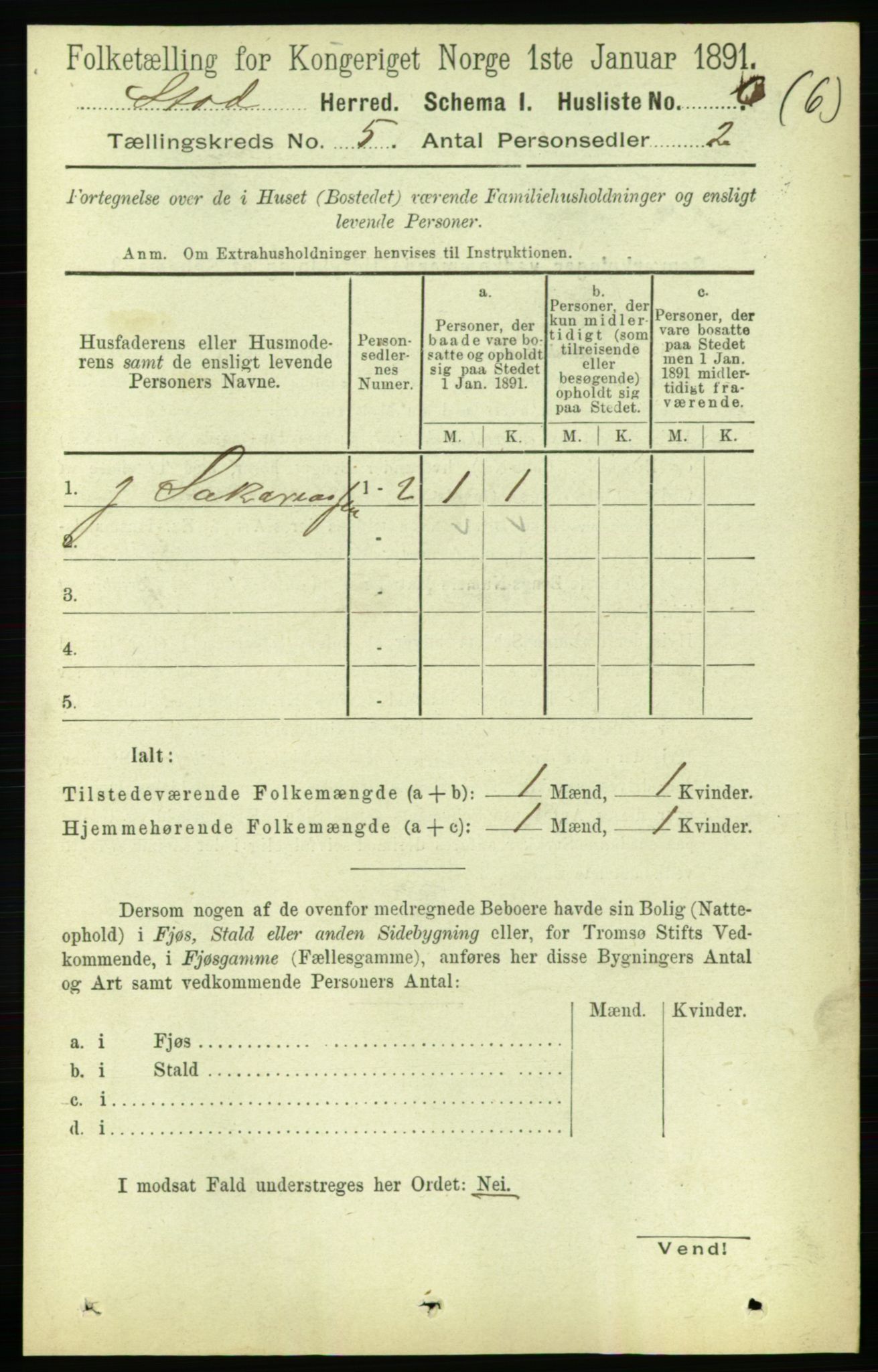 RA, 1891 census for 1734 Stod, 1891, p. 2288