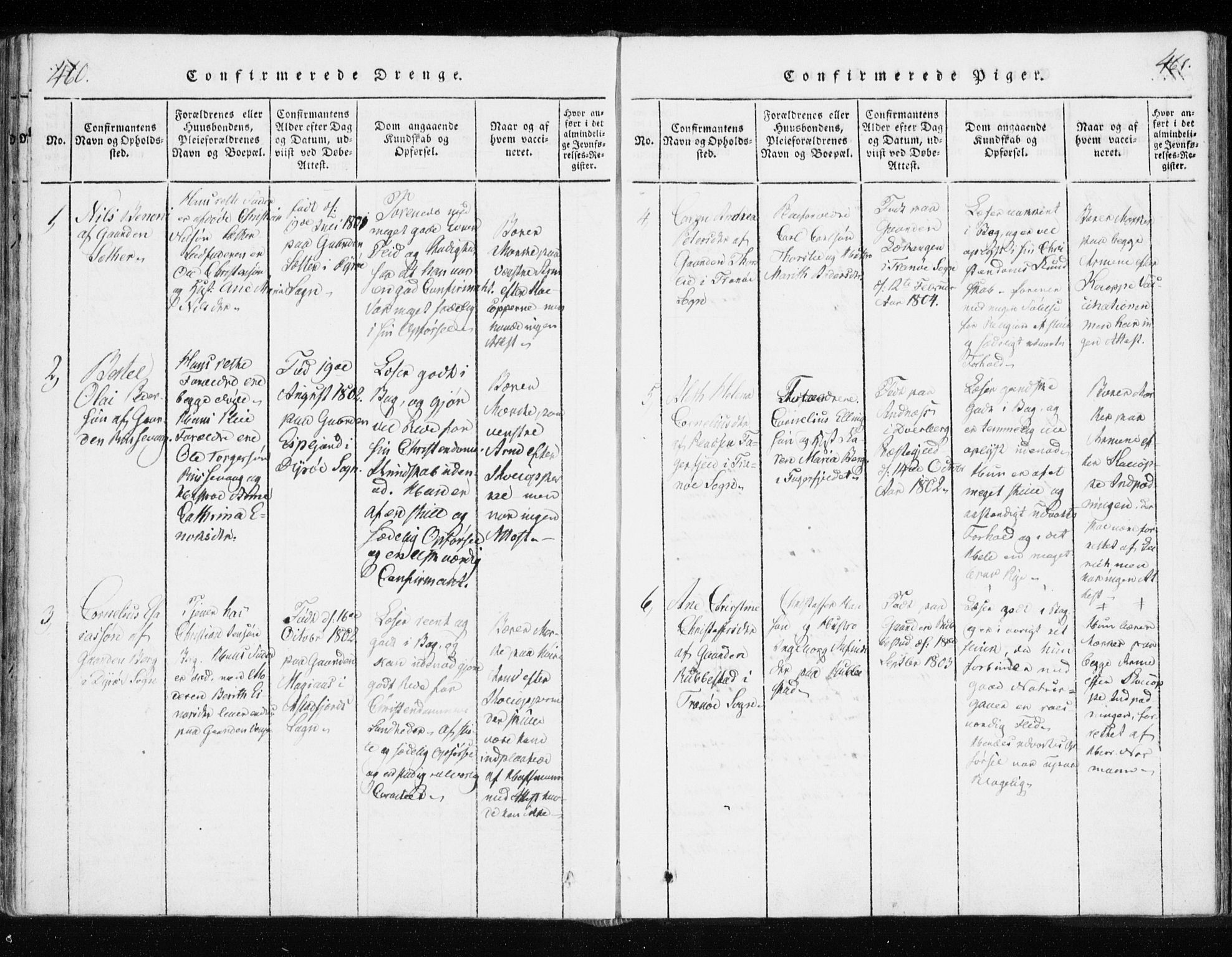 Tranøy sokneprestkontor, AV/SATØ-S-1313/I/Ia/Iaa/L0004kirke: Parish register (official) no. 4, 1820-1829, p. 460-461