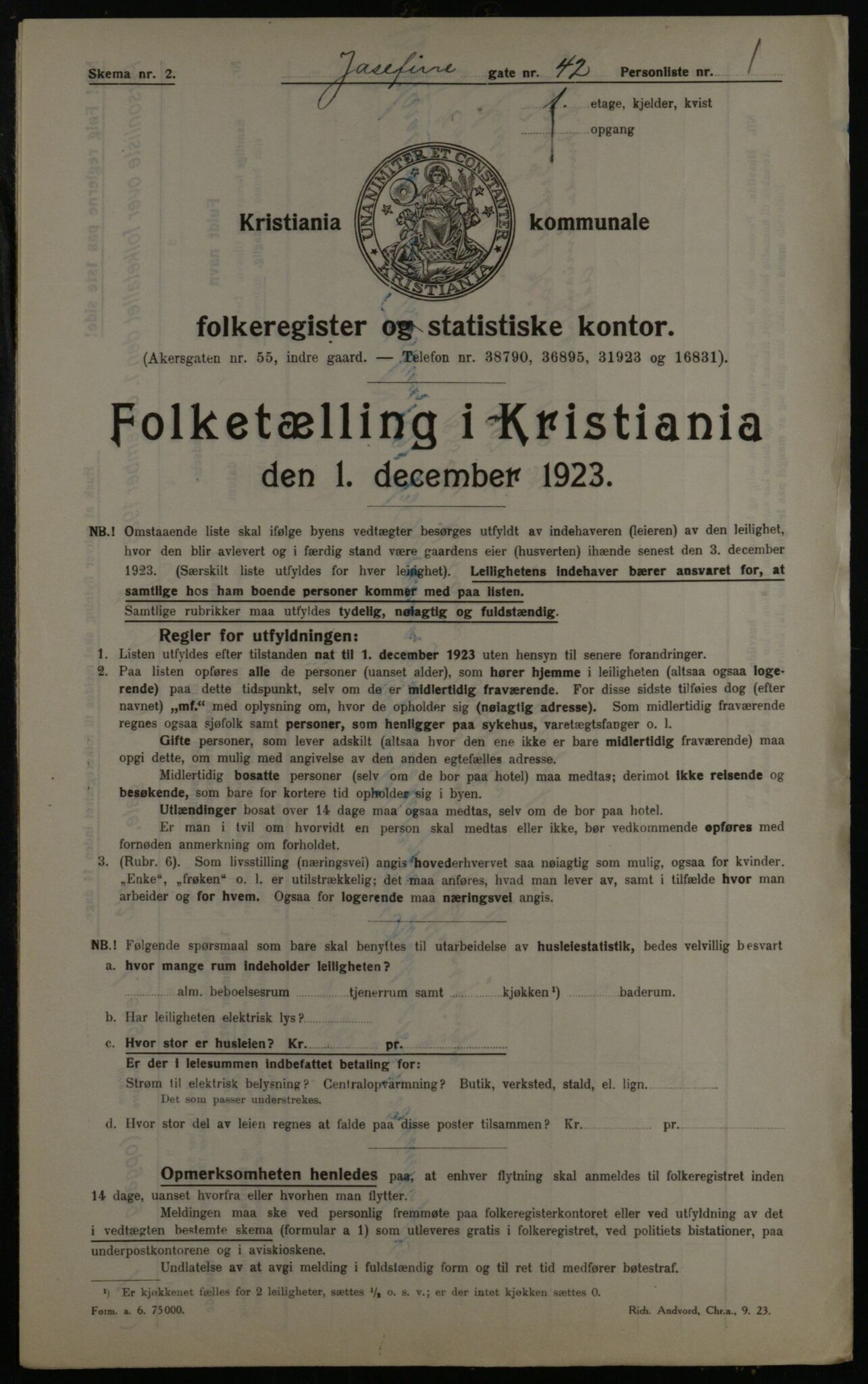 OBA, Municipal Census 1923 for Kristiania, 1923, p. 53474