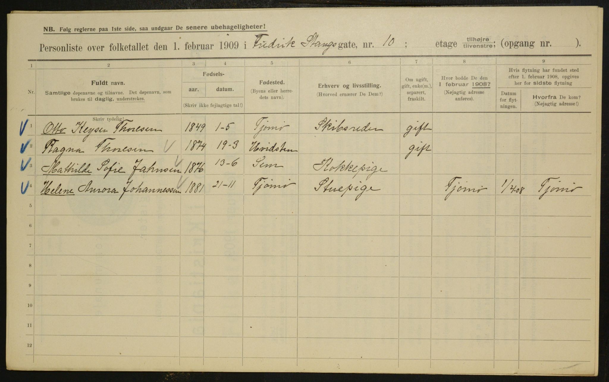 OBA, Municipal Census 1909 for Kristiania, 1909, p. 24113