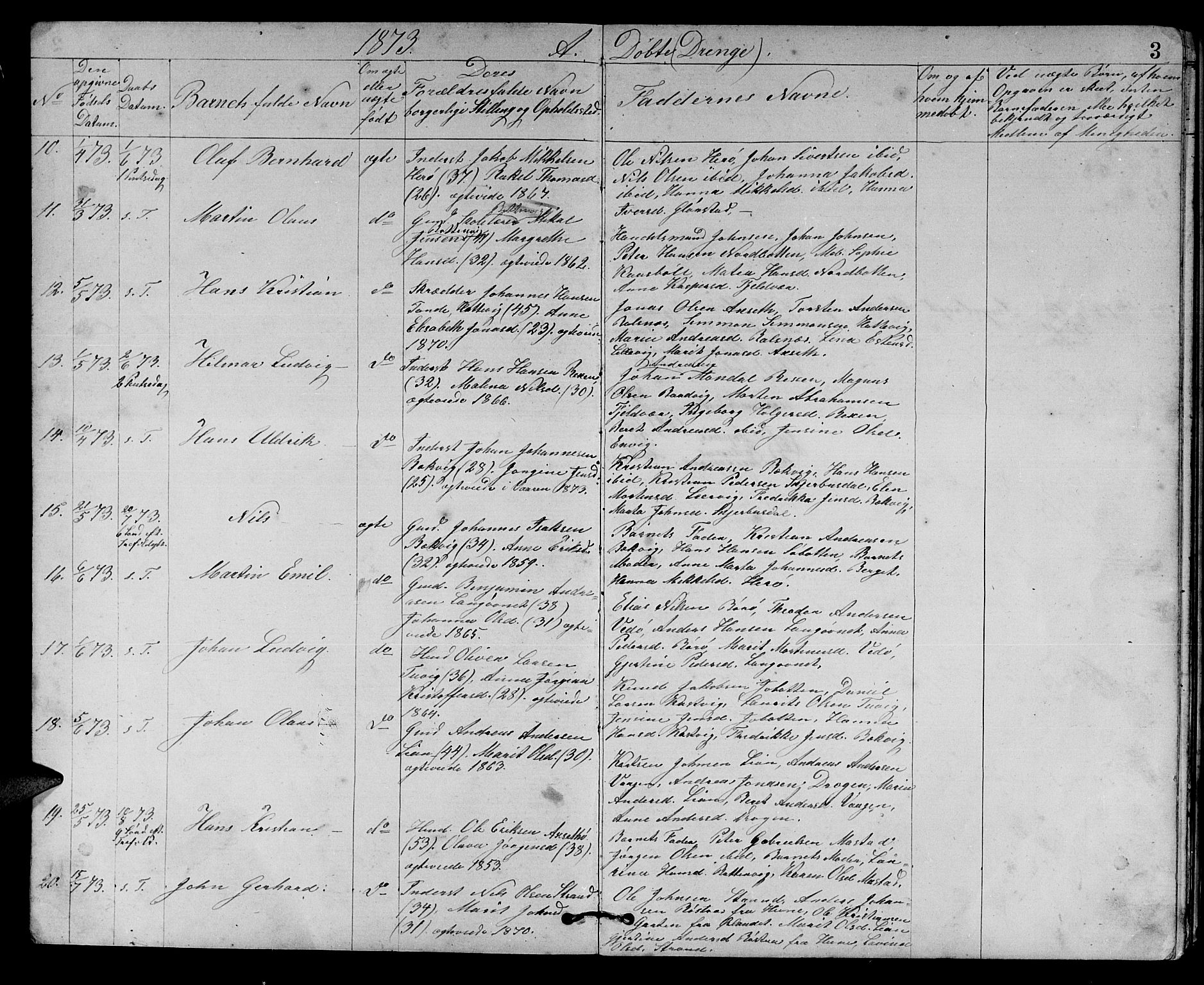 Ministerialprotokoller, klokkerbøker og fødselsregistre - Sør-Trøndelag, SAT/A-1456/637/L0561: Parish register (copy) no. 637C02, 1873-1882, p. 3
