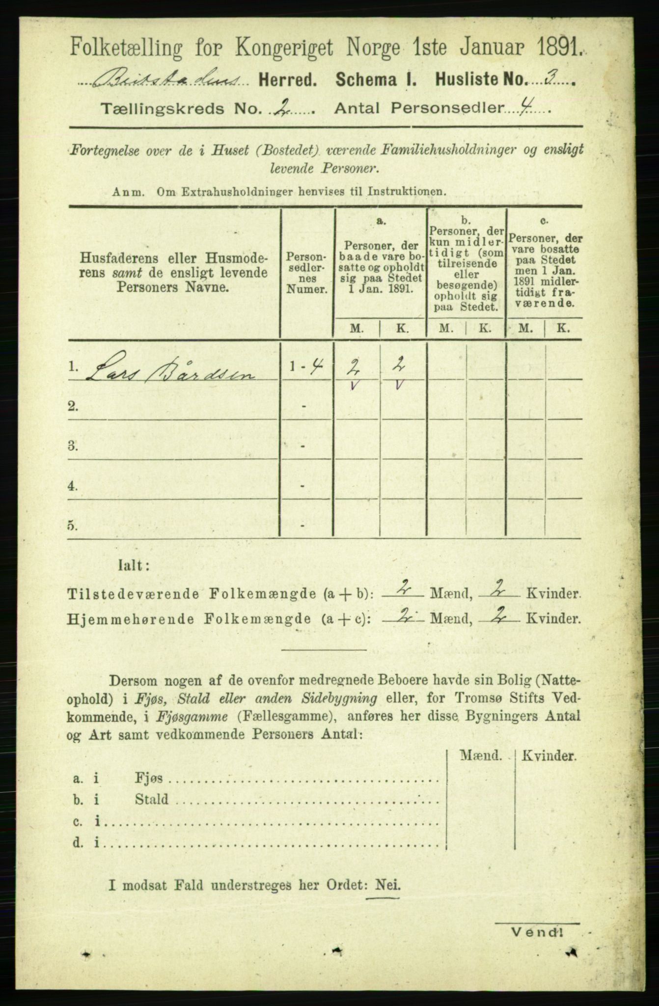 RA, 1891 census for 1727 Beitstad, 1891, p. 319