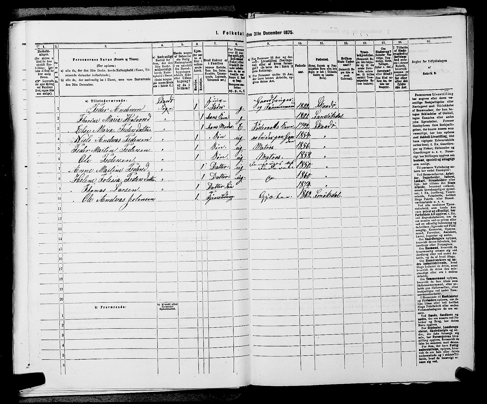 SAKO, 1875 census for 0816P Sannidal, 1875, p. 804