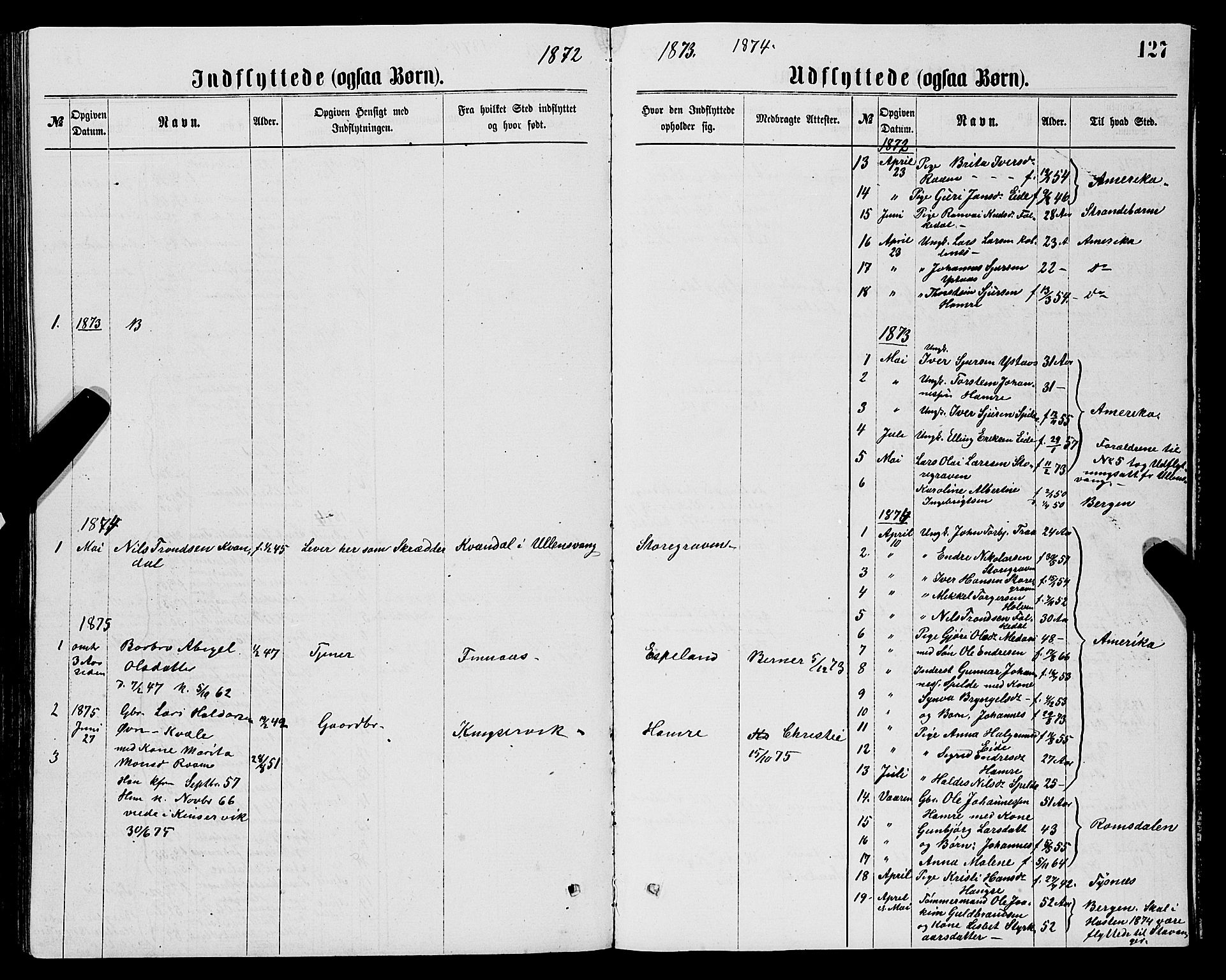 Ulvik sokneprestembete, SAB/A-78801/H/Hab: Parish register (copy) no. B 2, 1869-1883, p. 127