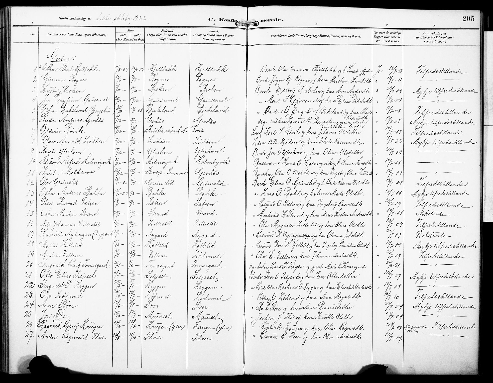 Hornindal sokneprestembete, SAB/A-82401/H/Hab: Parish register (copy) no. A 2, 1894-1927, p. 205