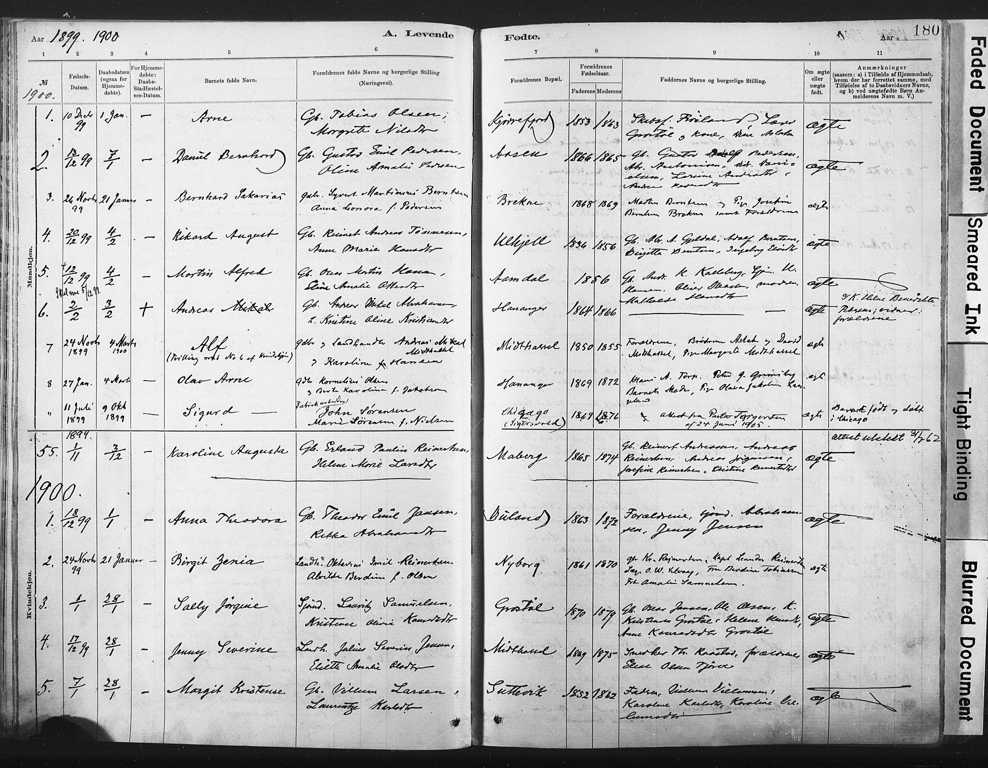 Lista sokneprestkontor, SAK/1111-0027/F/Fa/L0012: Parish register (official) no. A 12, 1879-1903, p. 180
