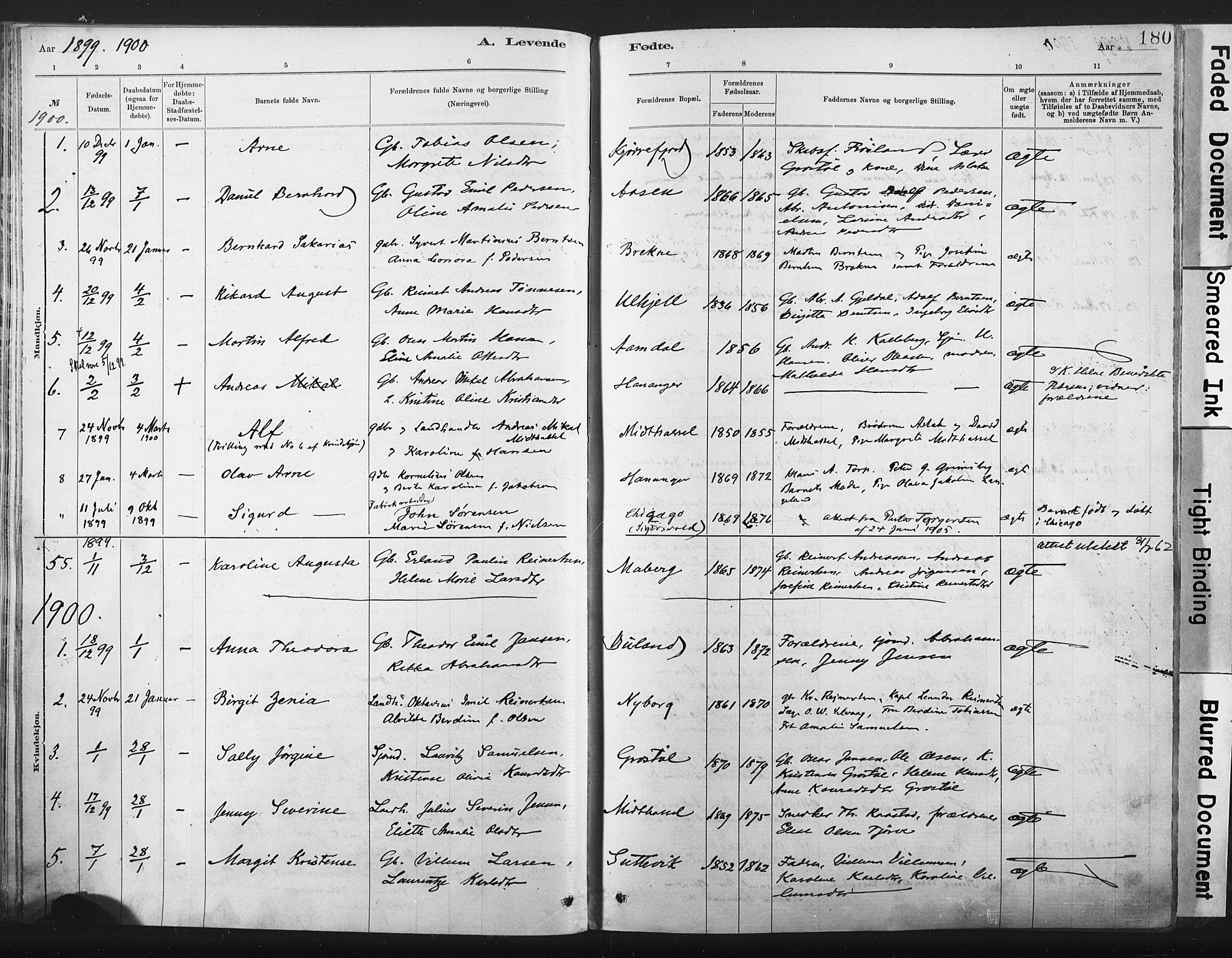 Lista sokneprestkontor, AV/SAK-1111-0027/F/Fa/L0012: Parish register (official) no. A 12, 1879-1903, p. 180