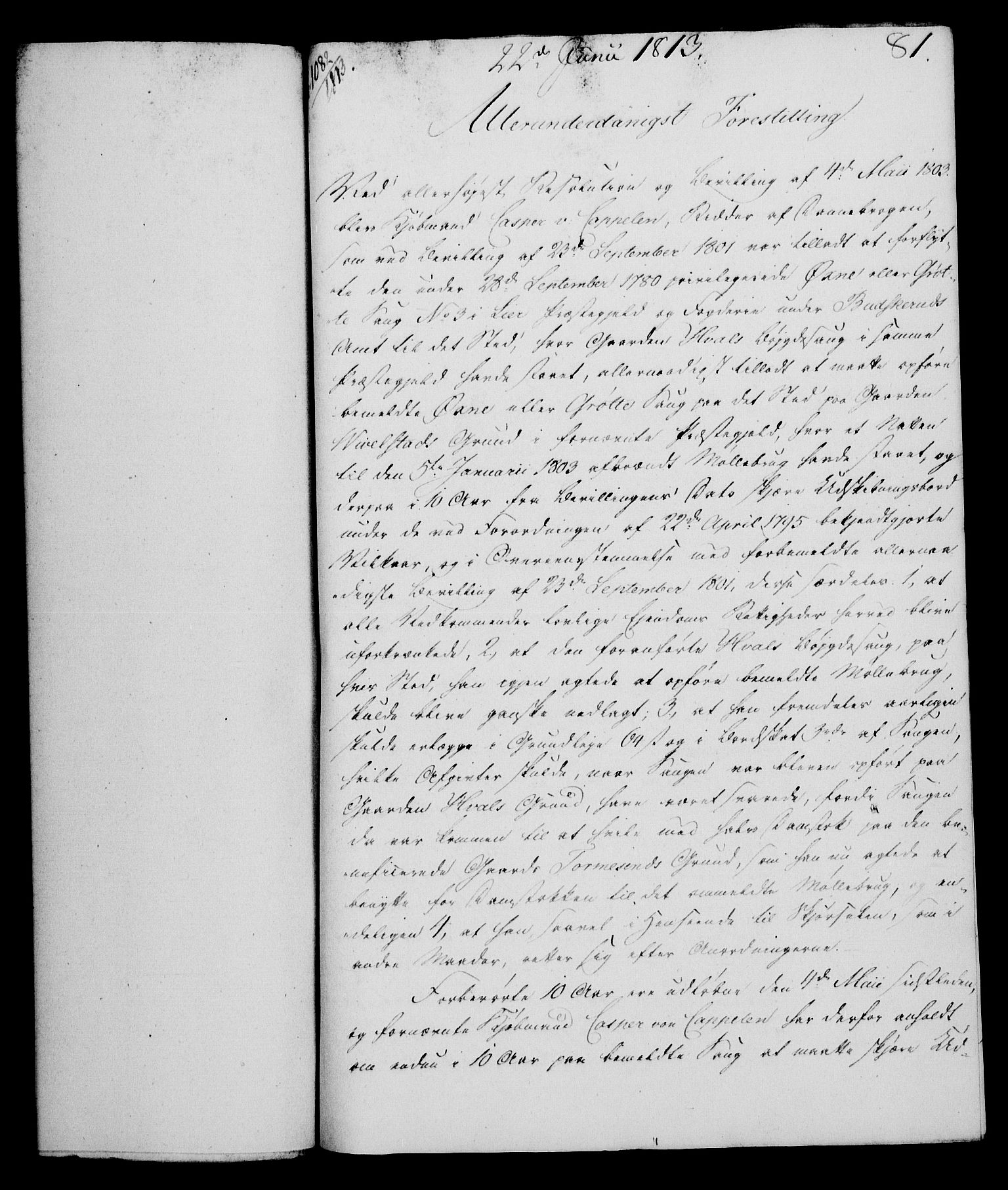 Rentekammeret, Kammerkanselliet, RA/EA-3111/G/Gf/Gfa/L0095: Norsk relasjons- og resolusjonsprotokoll (merket RK 52.95), 1813-1814, p. 323