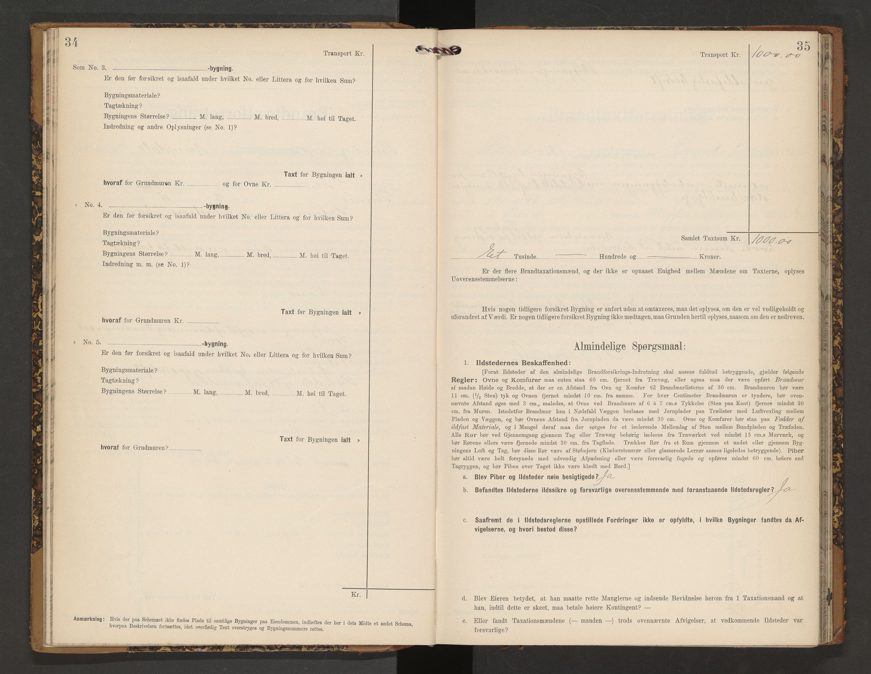 Norges Brannkasse Vågøy og Sund, AV/SAT-A-5504/Fb/L0002: Branntakstprotokoll, 1904-1913, p. 34-35