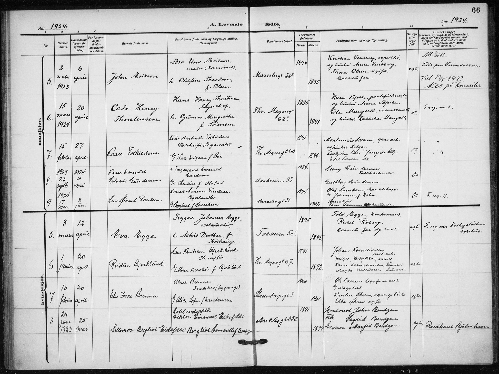 Hauge prestekontor Kirkebøker, AV/SAO-A-10849/F/Fa/L0001: Parish register (official) no. 1, 1917-1938, p. 66