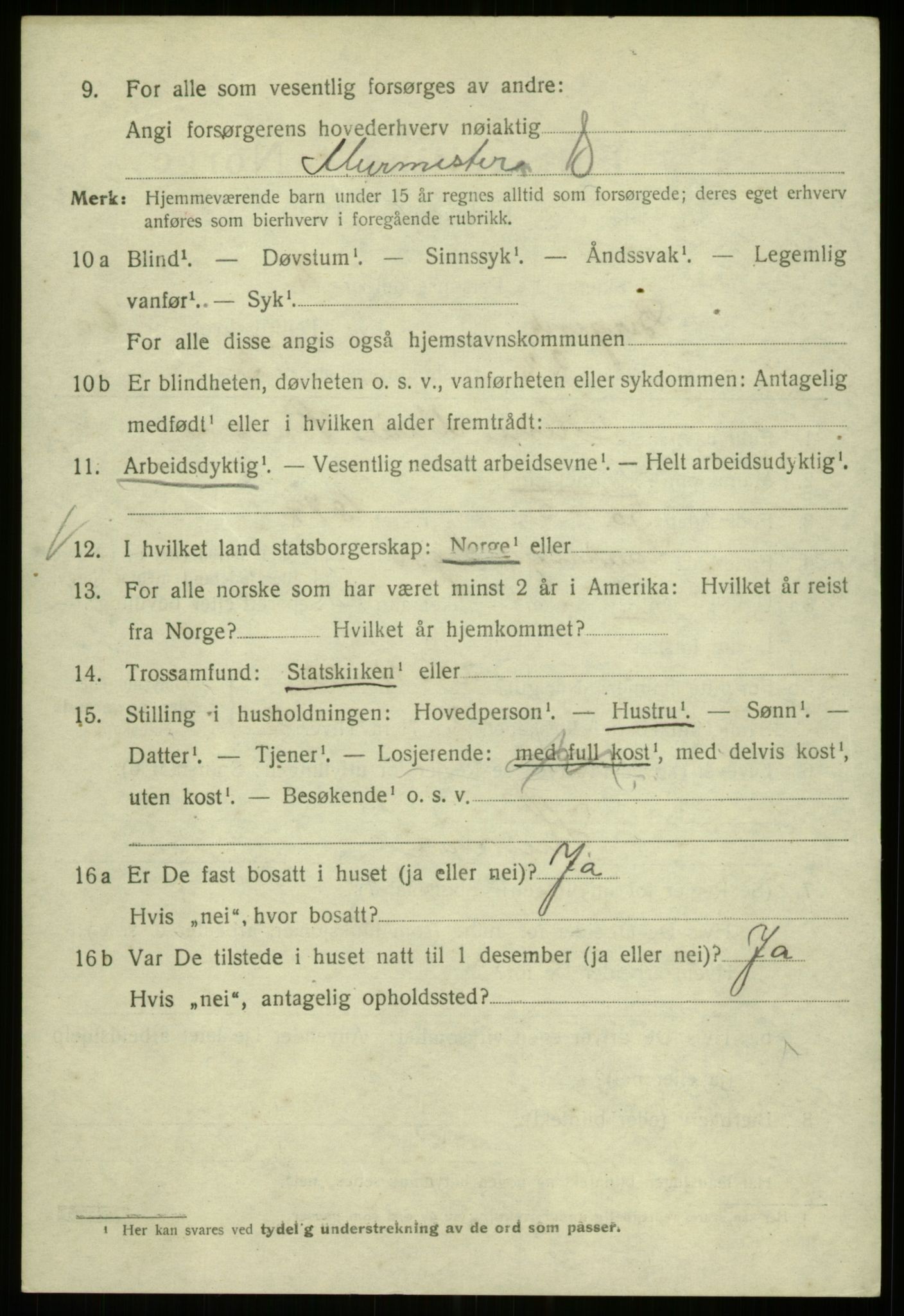 SAB, 1920 census for Bergen, 1920, p. 129779