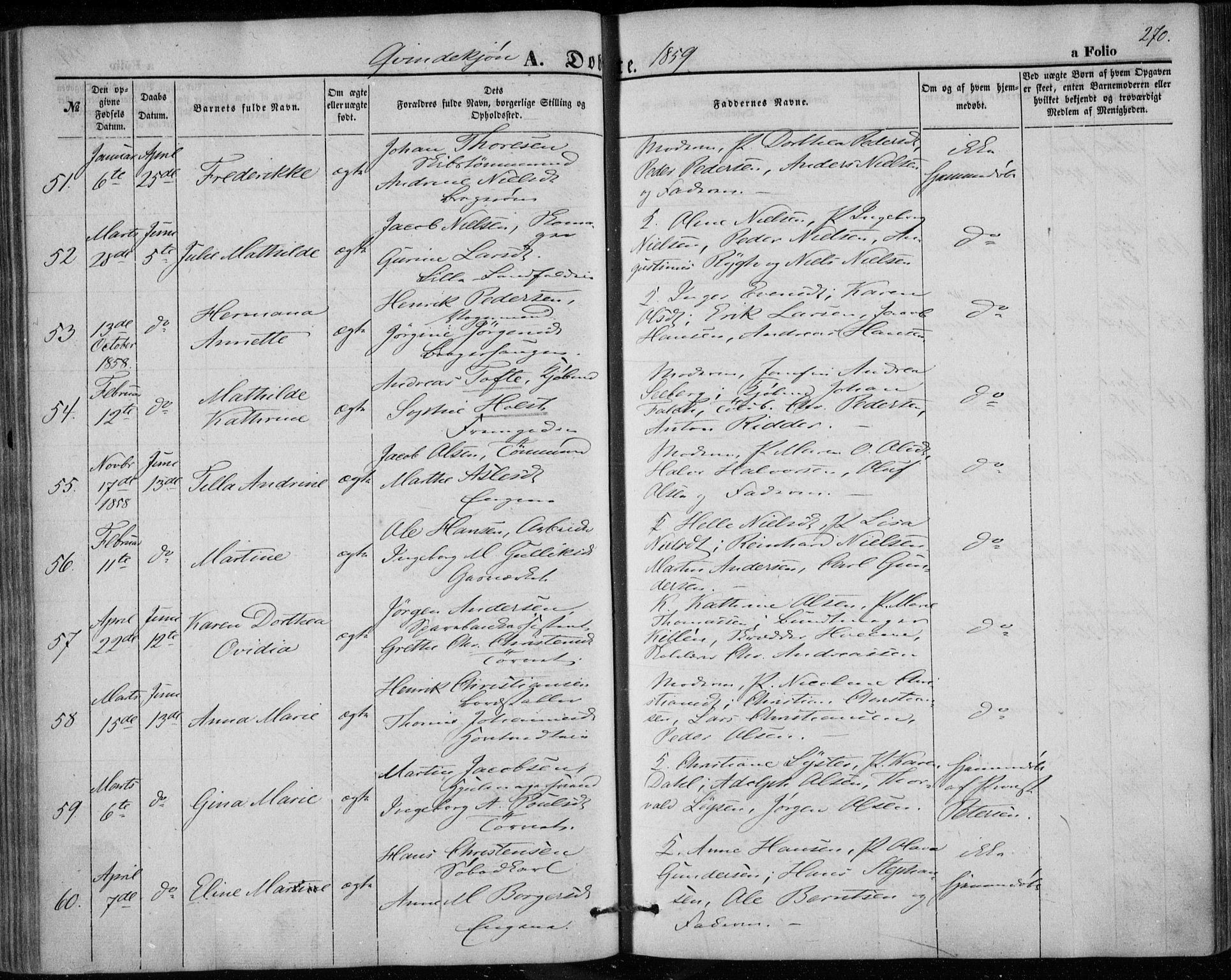 Bragernes kirkebøker, SAKO/A-6/F/Fb/L0002: Parish register (official) no. II 2, 1848-1859, p. 270
