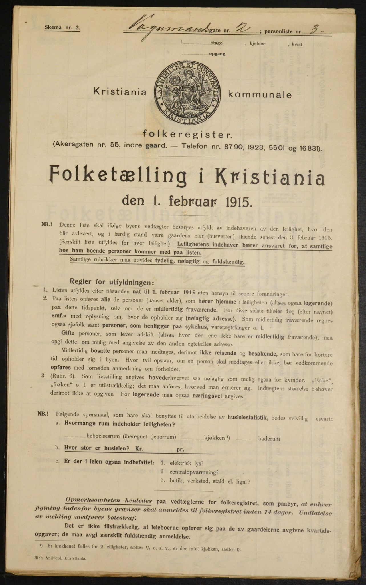 OBA, Municipal Census 1915 for Kristiania, 1915, p. 124695