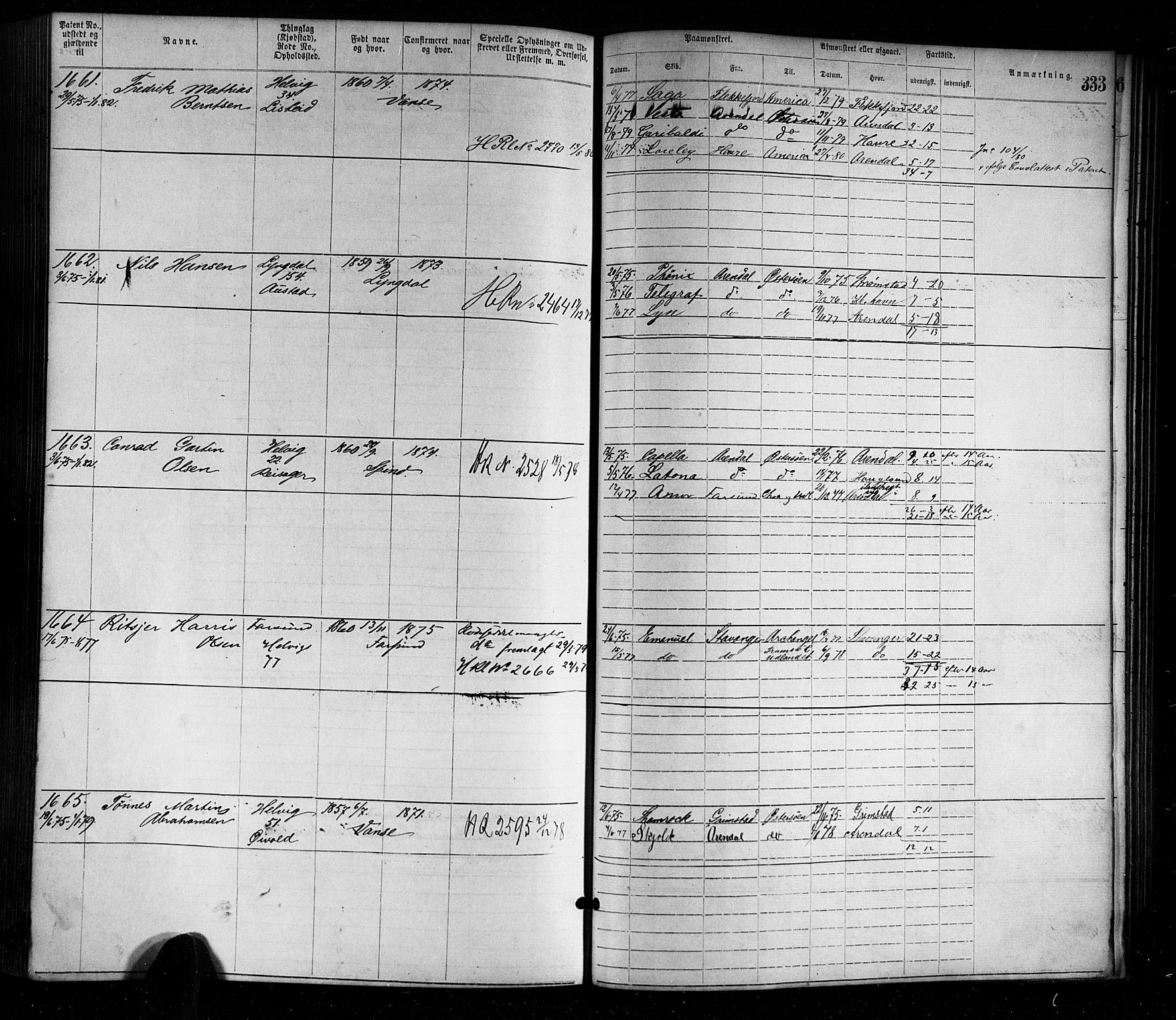 Farsund mønstringskrets, AV/SAK-2031-0017/F/Fa/L0001: Annotasjonsrulle nr 1-1920 med register, M-1, 1869-1877, p. 365