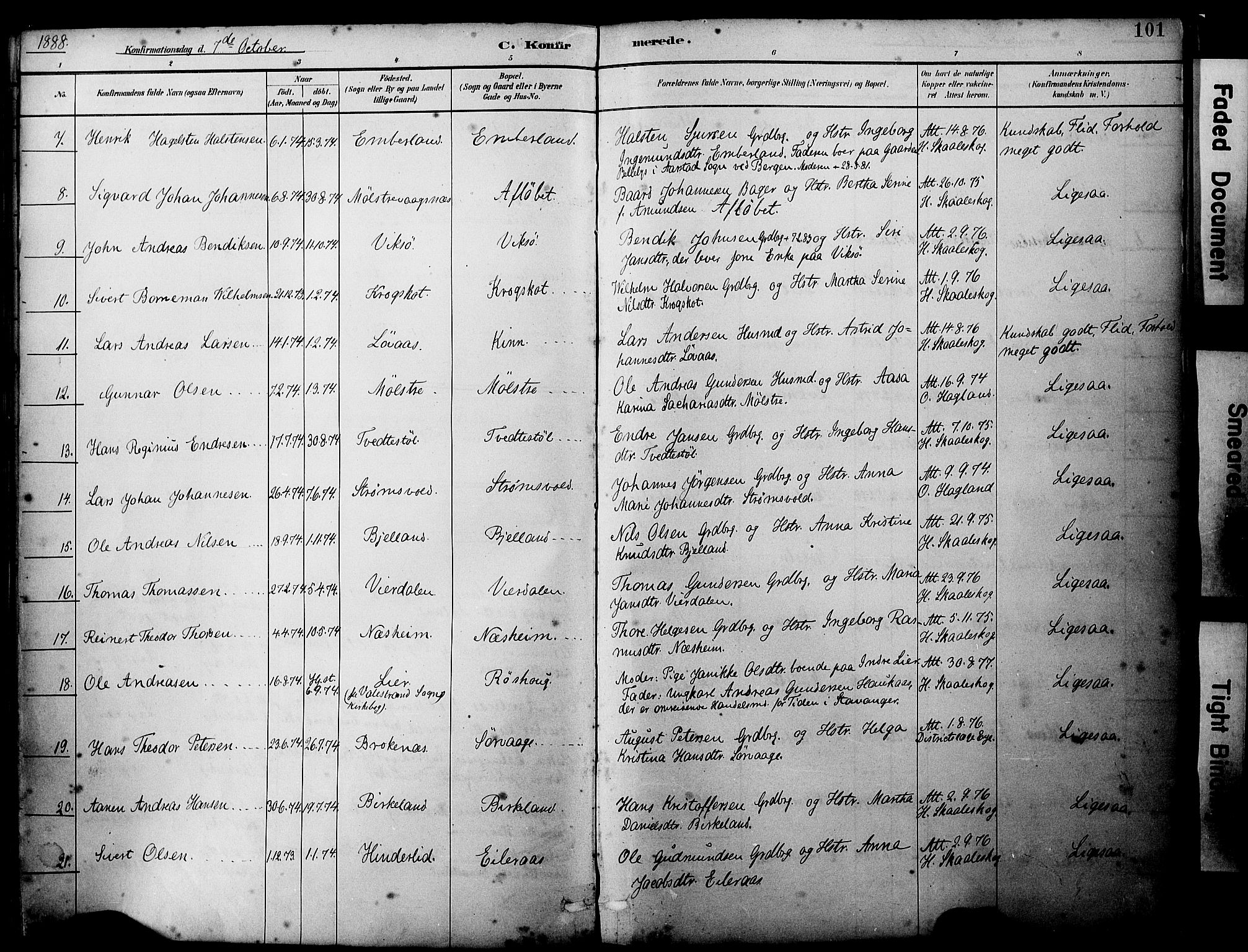 Sveio Sokneprestembete, AV/SAB-A-78501/H/Haa: Parish register (official) no. B 2, 1883-1894, p. 101