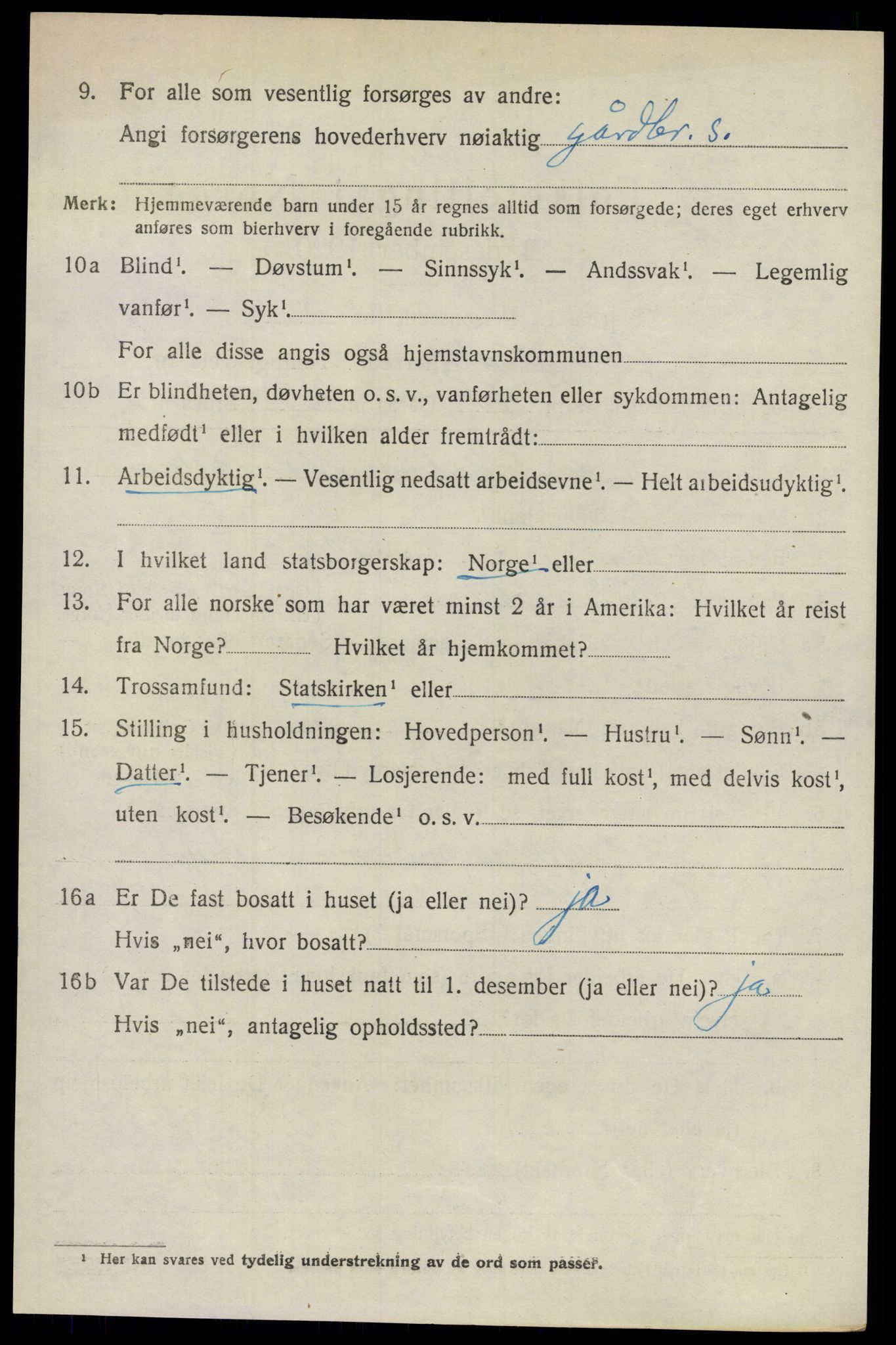 SAO, 1920 census for Ullensaker, 1920, p. 14634