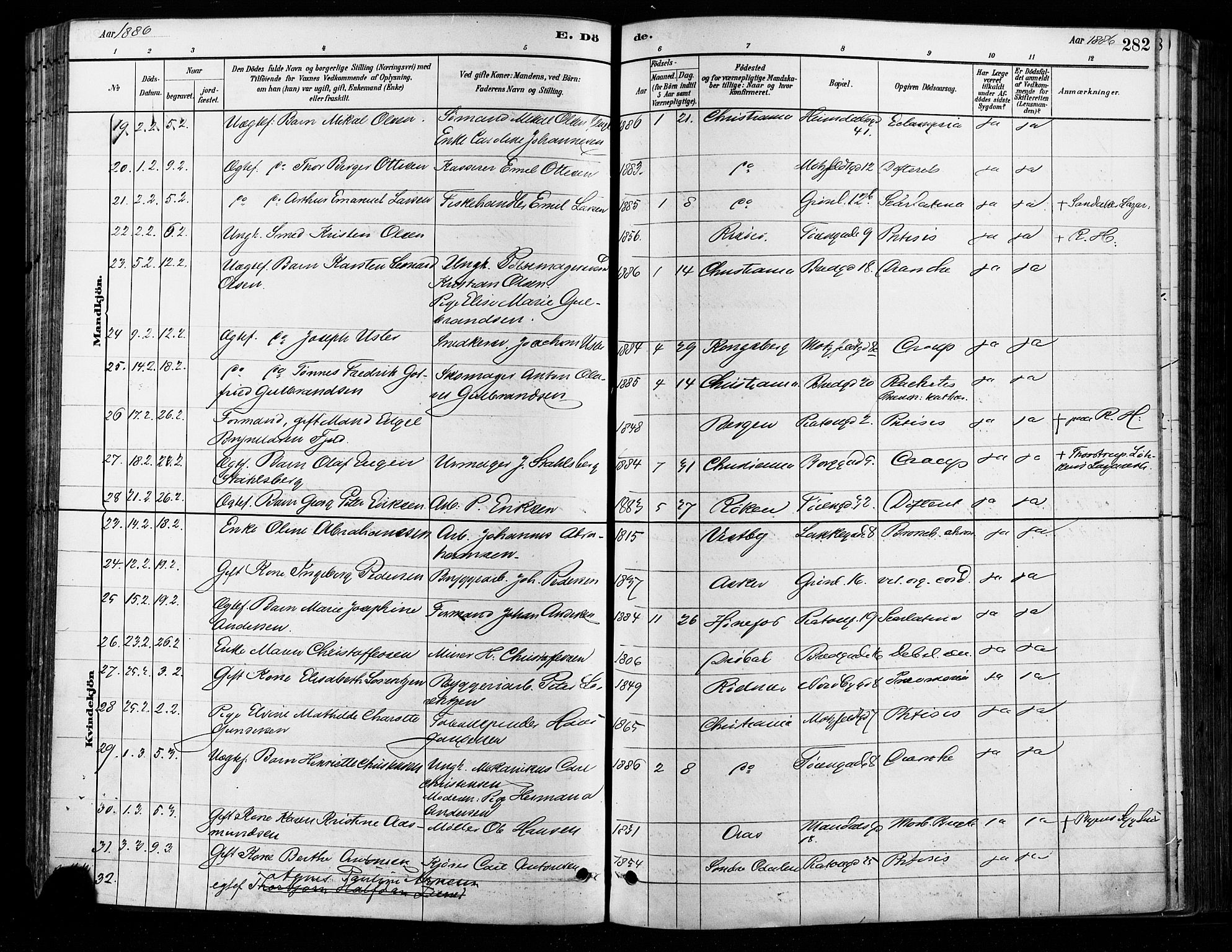 Grønland prestekontor Kirkebøker, AV/SAO-A-10848/F/Fa/L0008: Parish register (official) no. 8, 1881-1893, p. 282