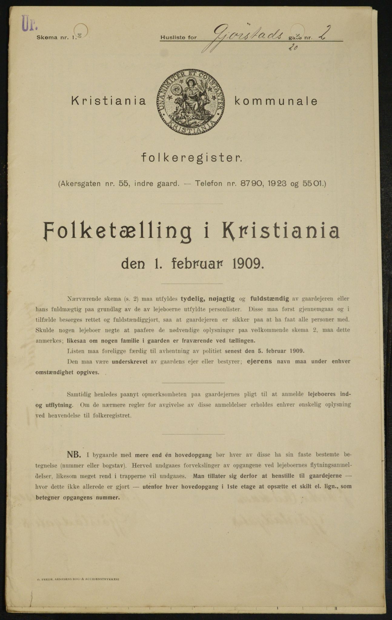 OBA, Municipal Census 1909 for Kristiania, 1909, p. 26575