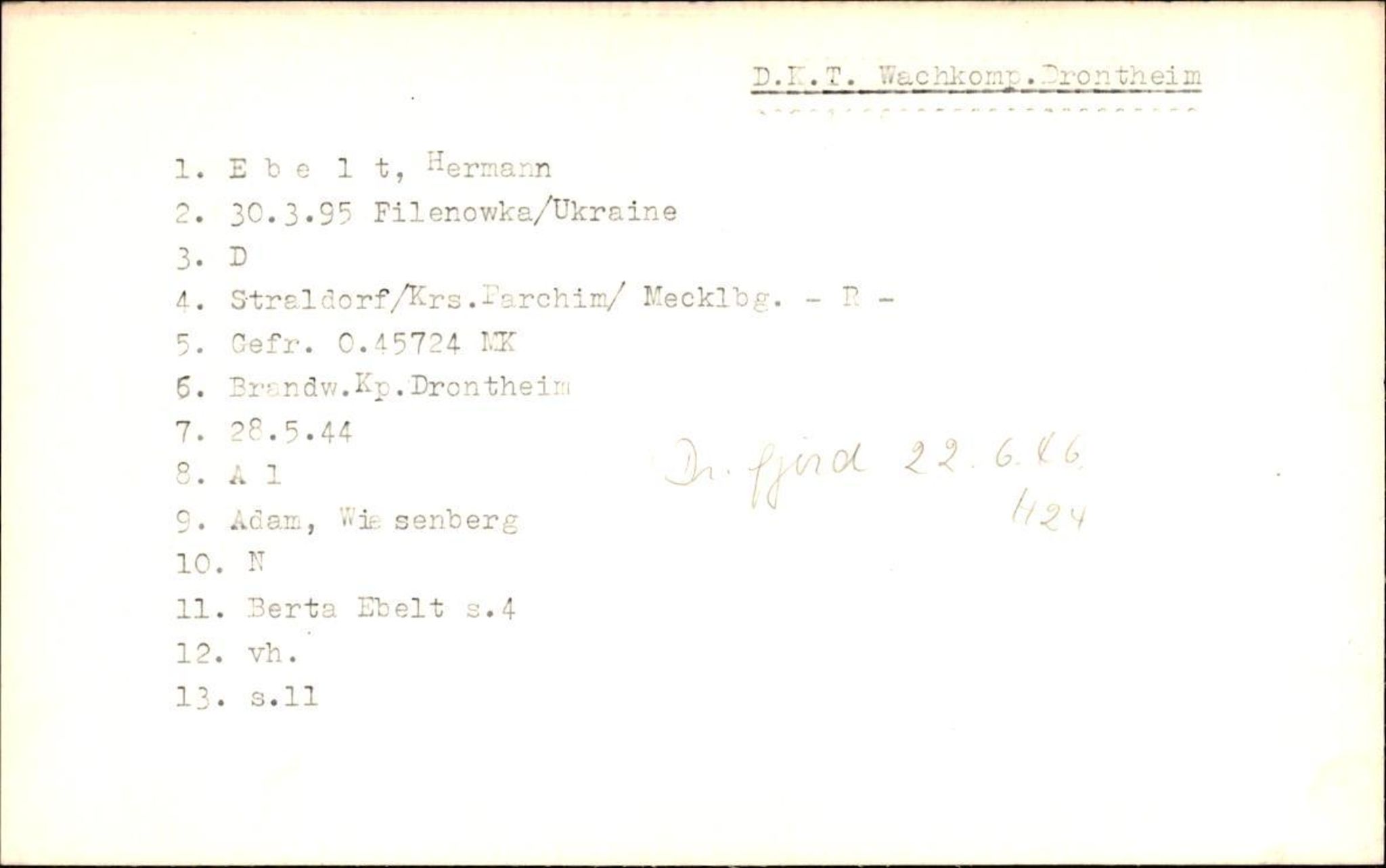 Hjemsendte tyskere , AV/RA-RAFA-6487/D/Db/L0009: Dethoff-Erfurth, 1945-1947, p. 670