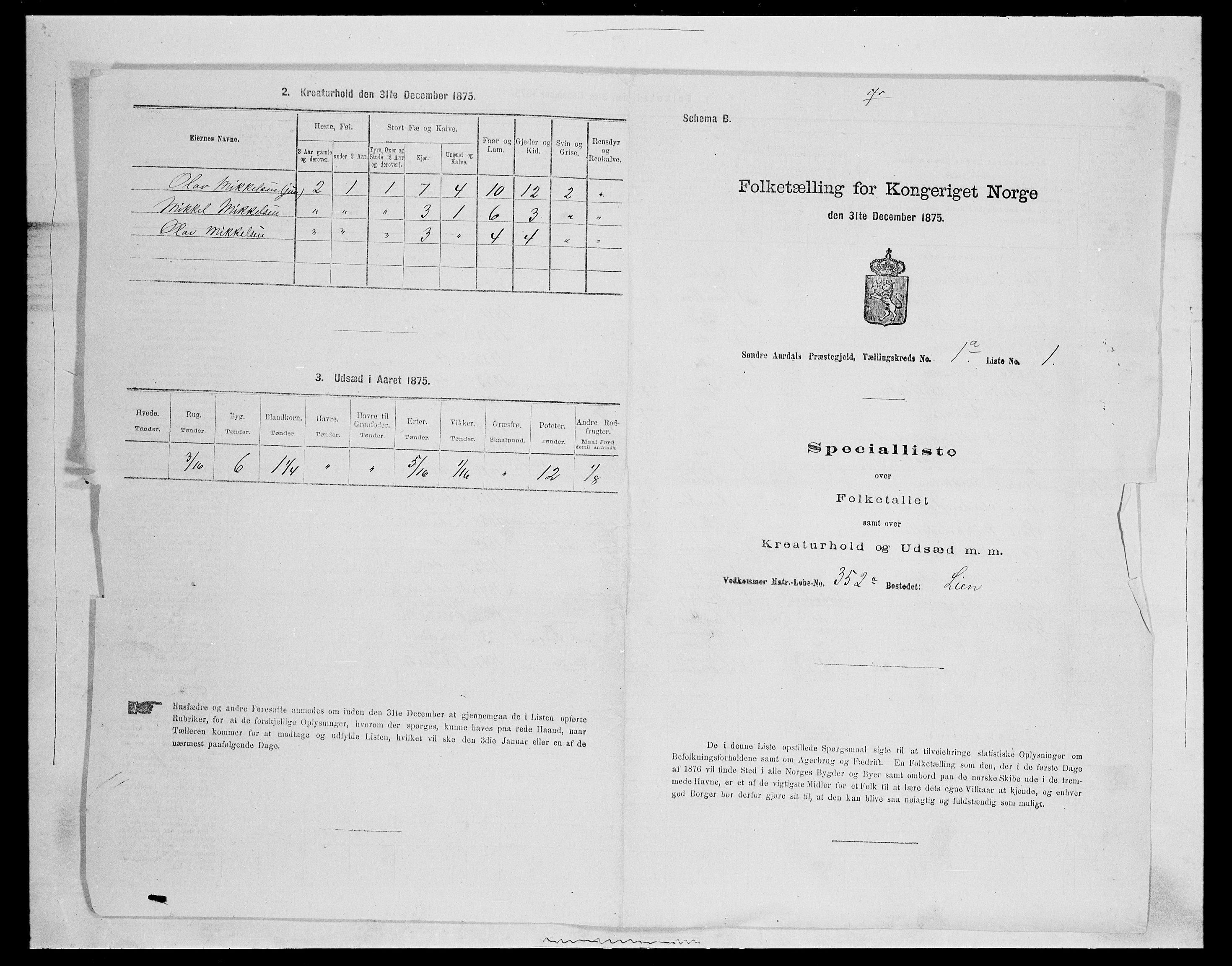 SAH, 1875 census for 0540P Sør-Aurdal, 1875, p. 154