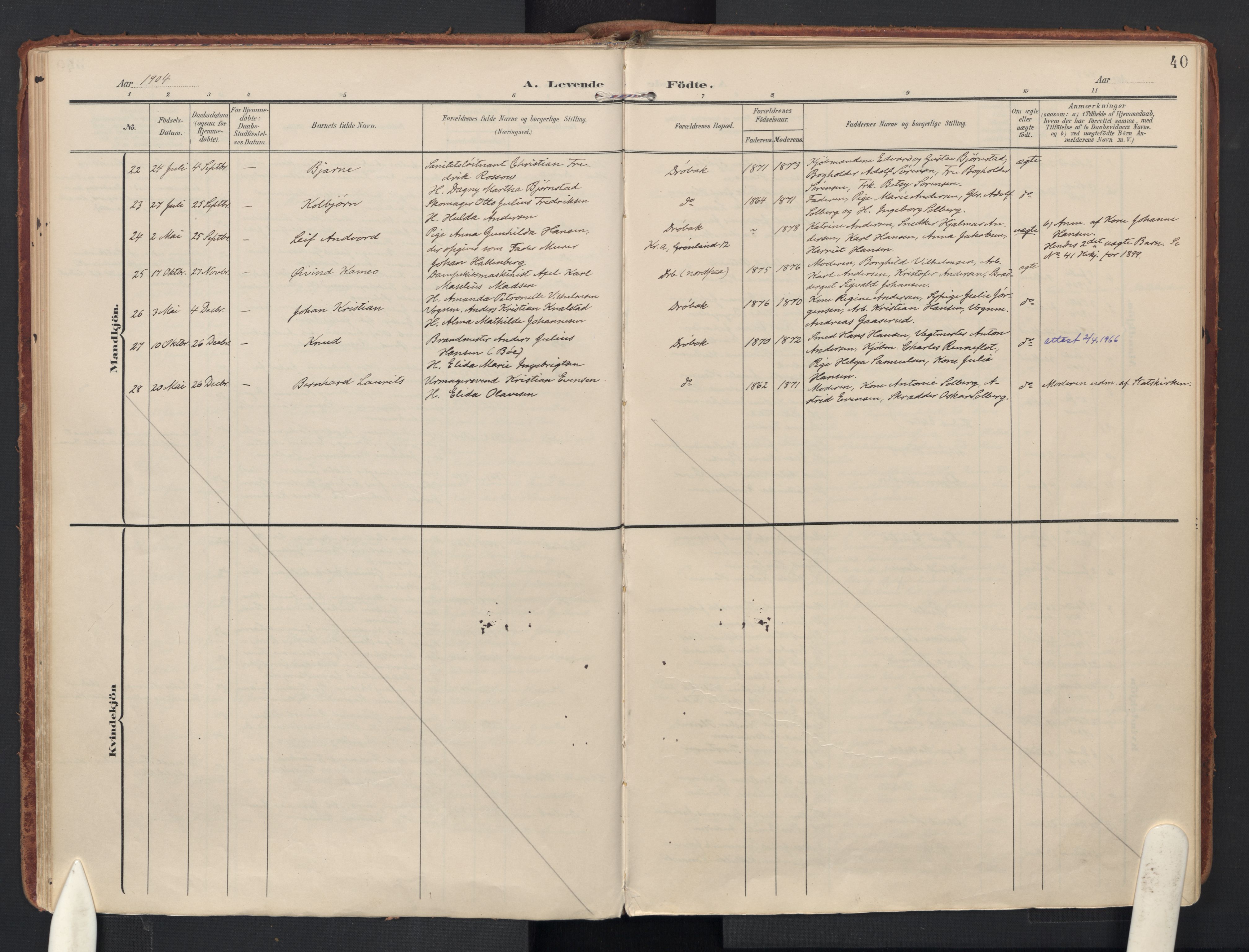 Drøbak prestekontor Kirkebøker, AV/SAO-A-10142a/F/Fb/L0003: Parish register (official) no. II 3, 1897-1918, p. 40