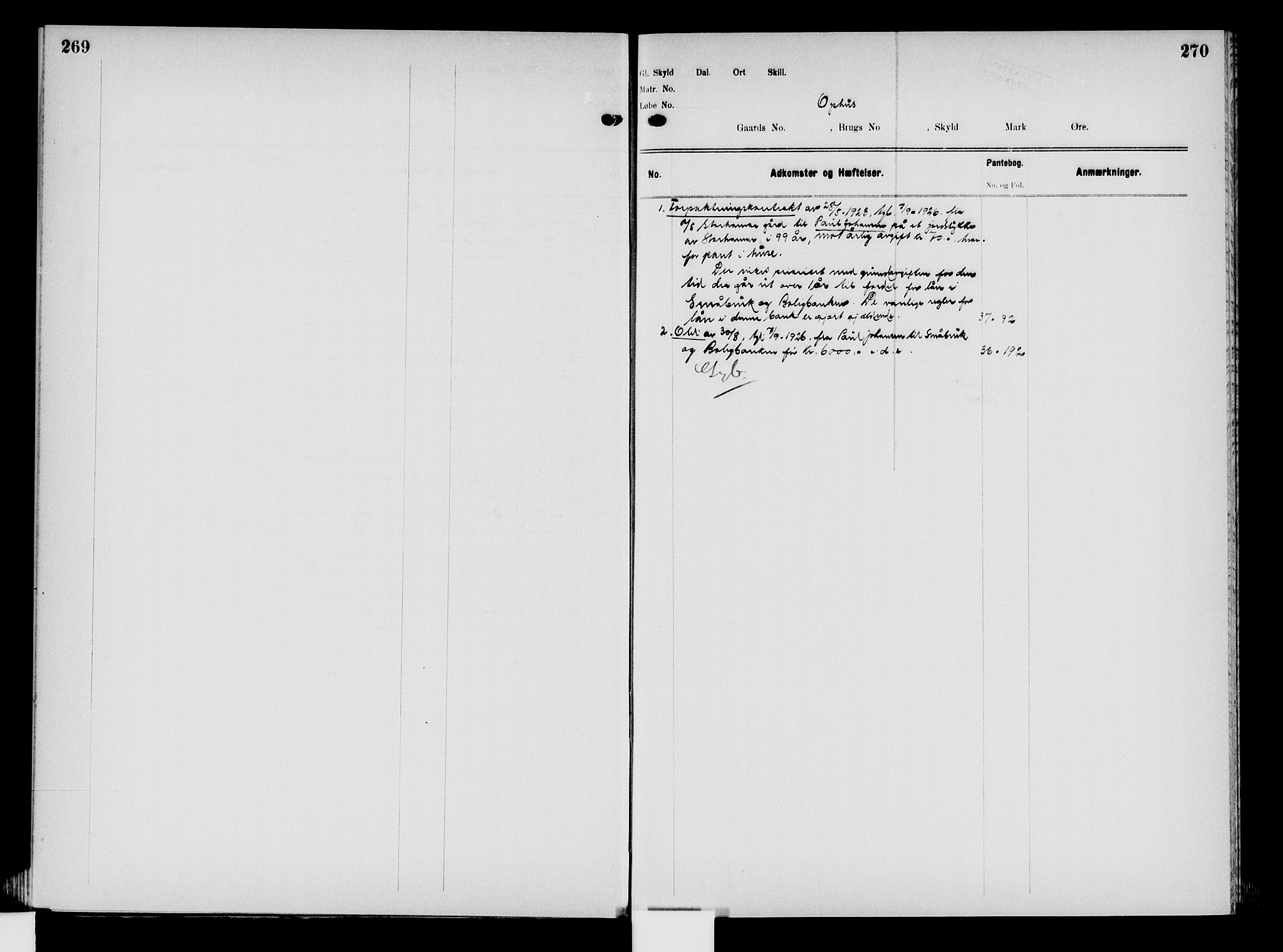 Nord-Hedmark sorenskriveri, SAH/TING-012/H/Ha/Had/Hade/L0008: Mortgage register no. 4.8, 1923-1940, p. 269-270