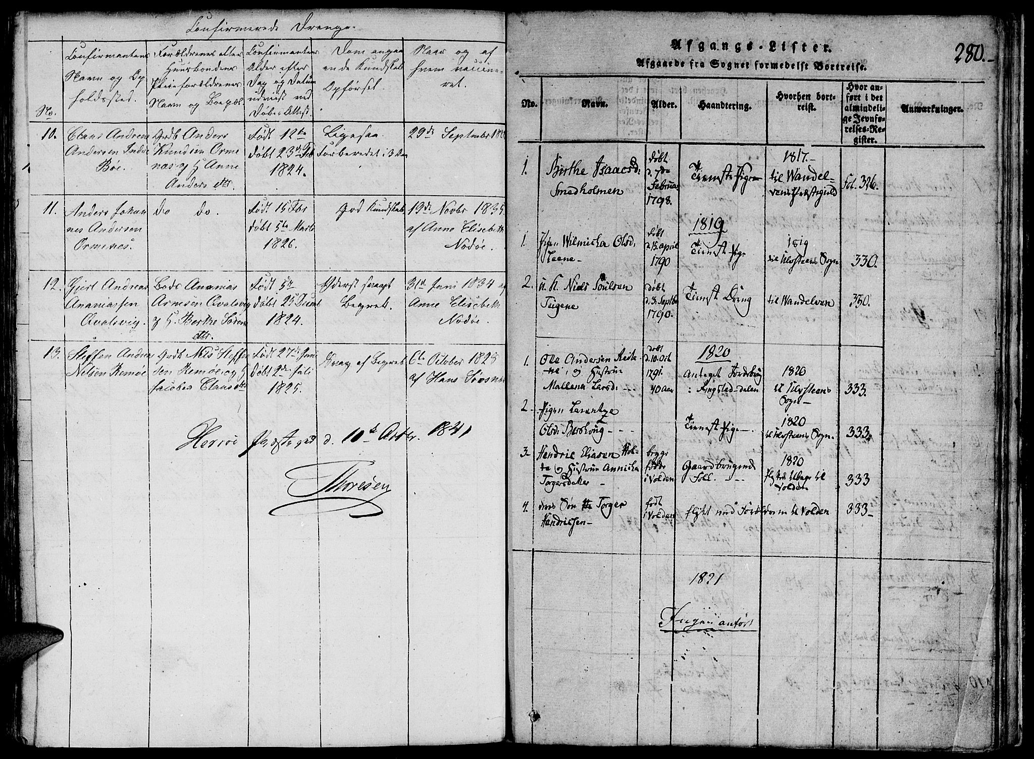 Ministerialprotokoller, klokkerbøker og fødselsregistre - Møre og Romsdal, AV/SAT-A-1454/507/L0069: Parish register (official) no. 507A04, 1816-1841, p. 280