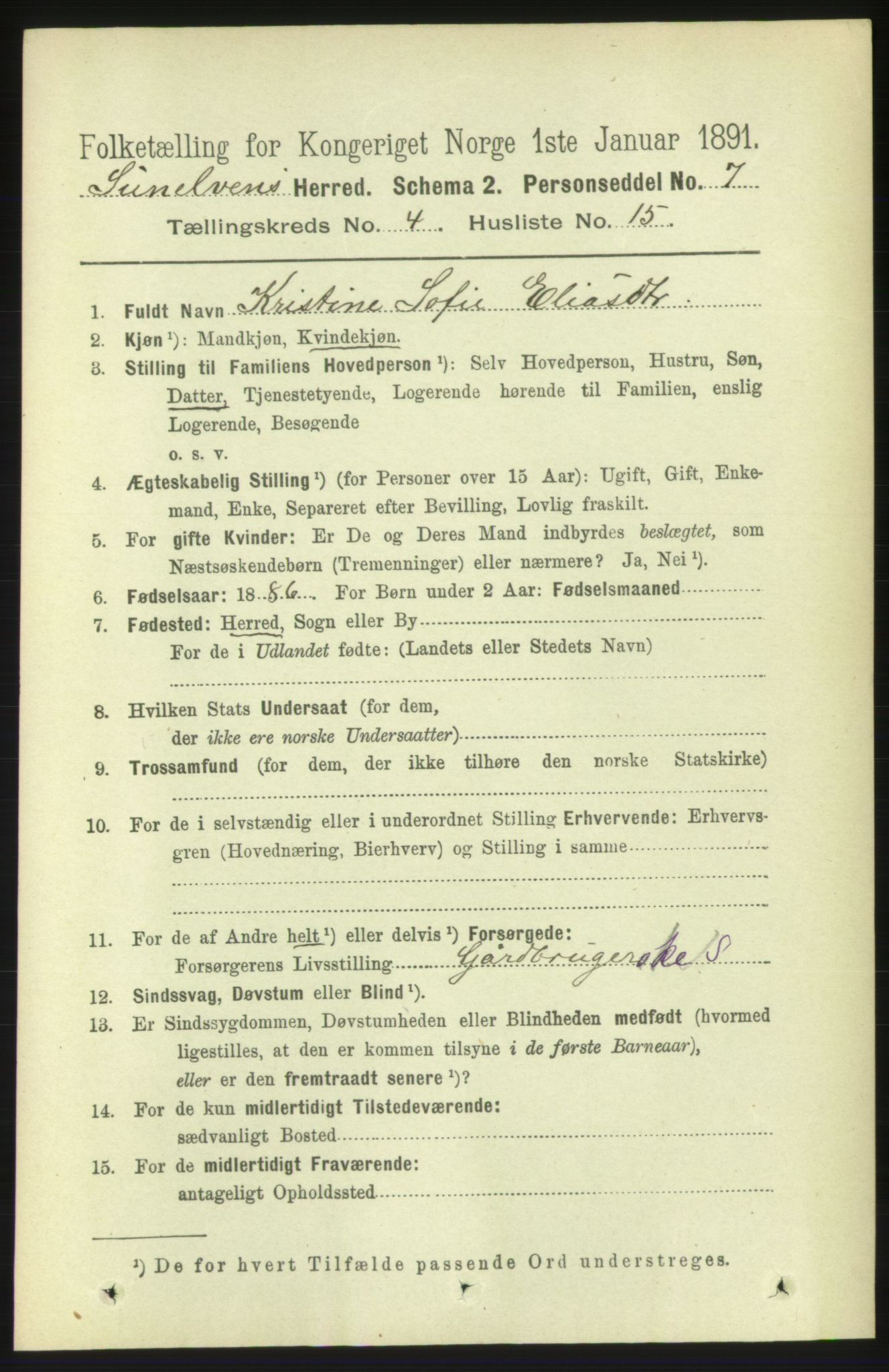 RA, 1891 census for 1523 Sunnylven, 1891, p. 983