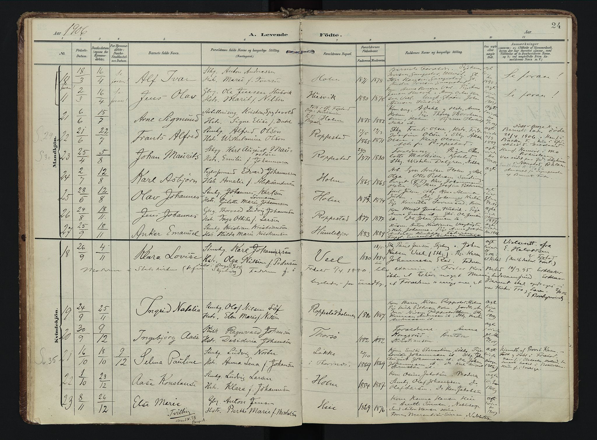 Borge prestekontor Kirkebøker, SAO/A-10903/F/Fb/L0004: Parish register (official) no. II 4, 1902-1914, p. 24