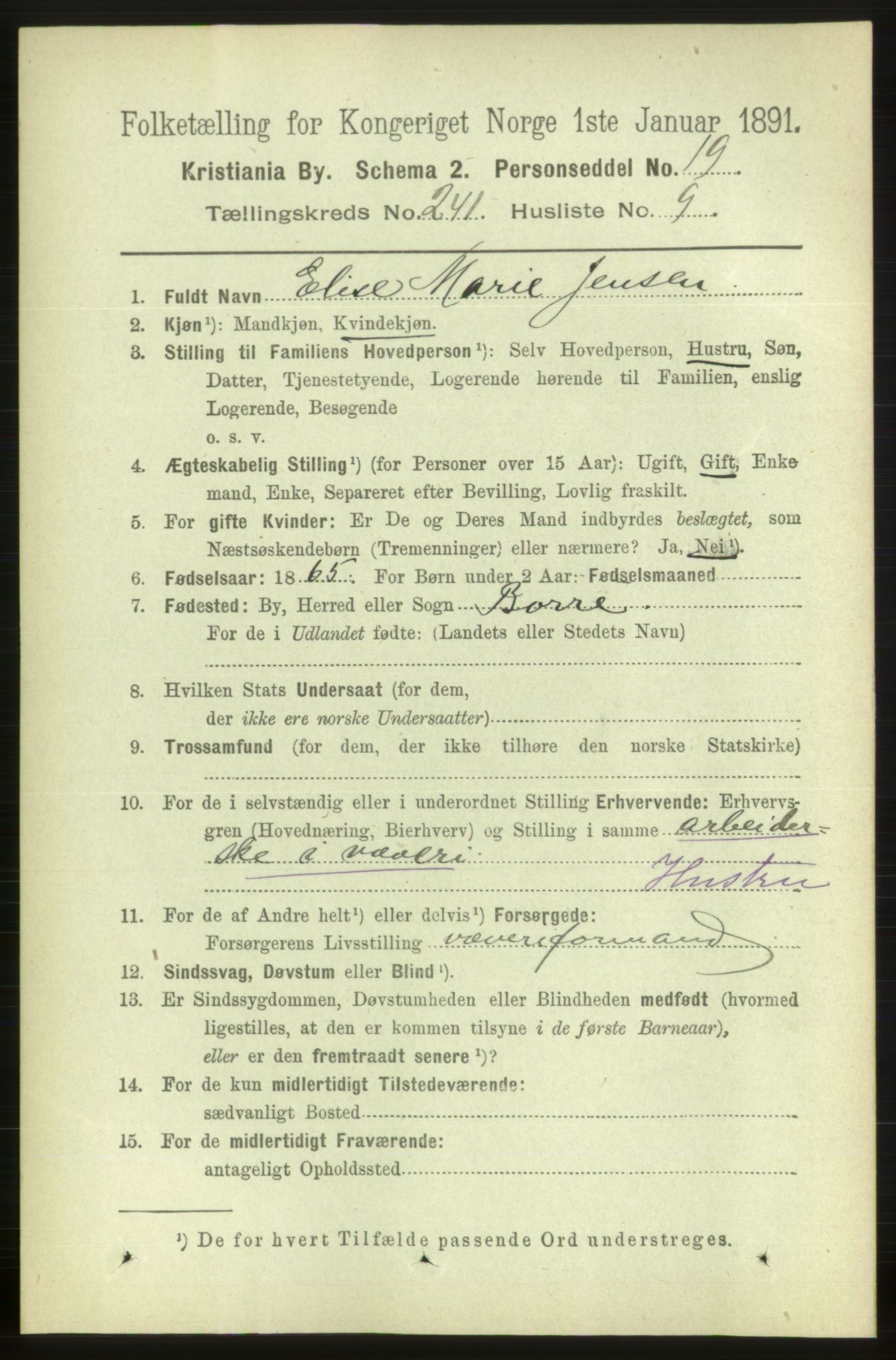 RA, 1891 census for 0301 Kristiania, 1891, p. 146458