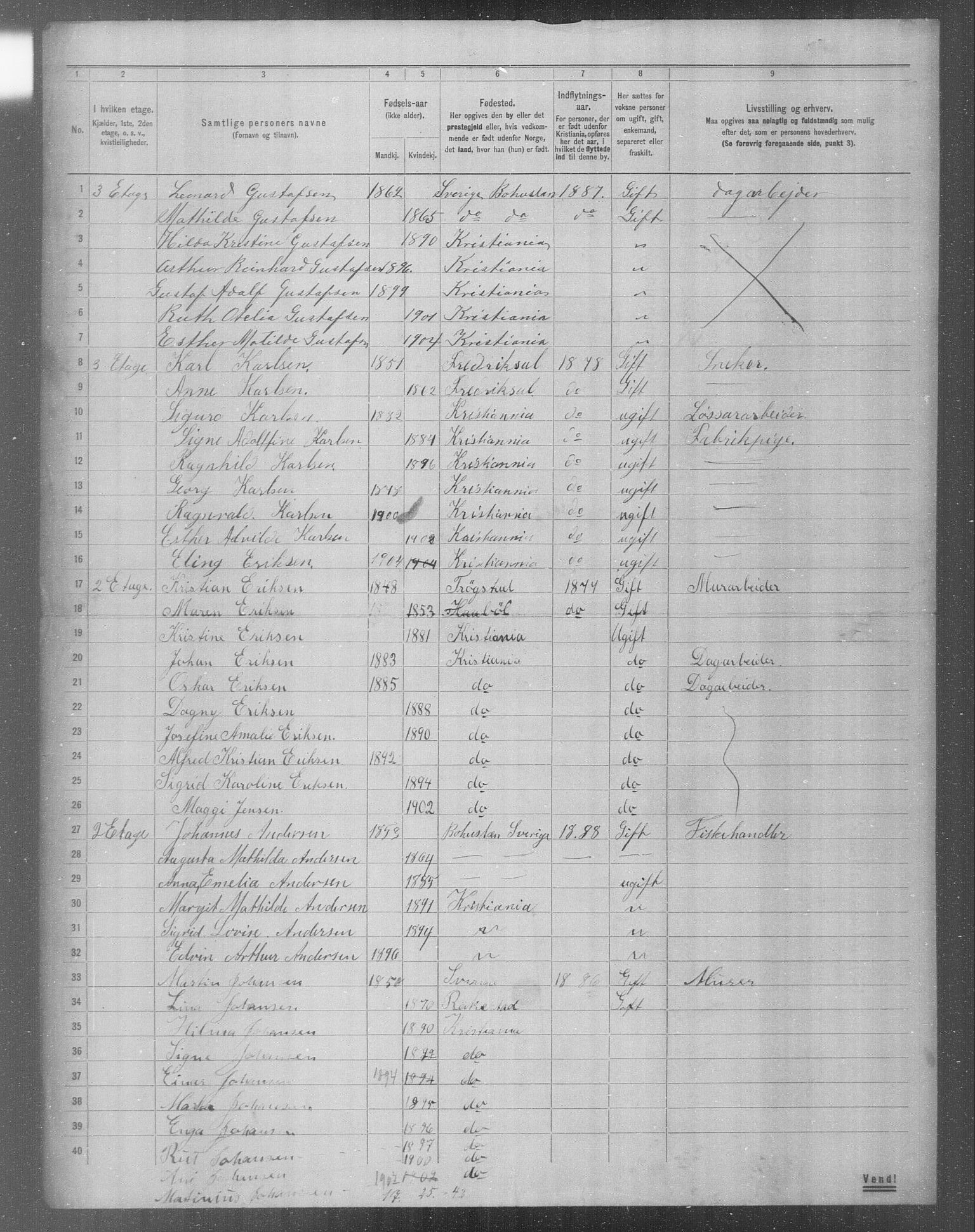 OBA, Municipal Census 1904 for Kristiania, 1904, p. 6182