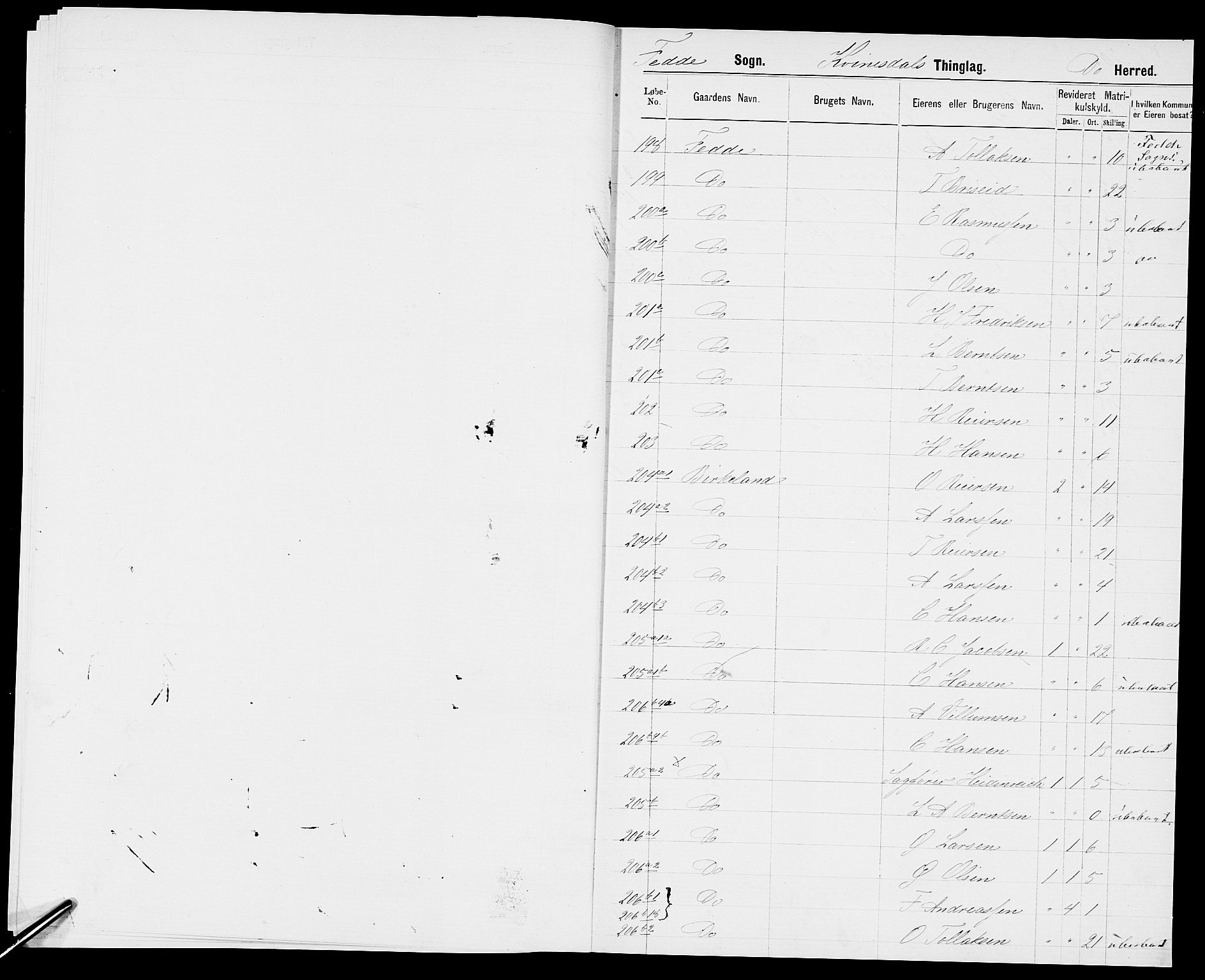 SAK, 1875 census for 1037P Kvinesdal, 1875, p. 8