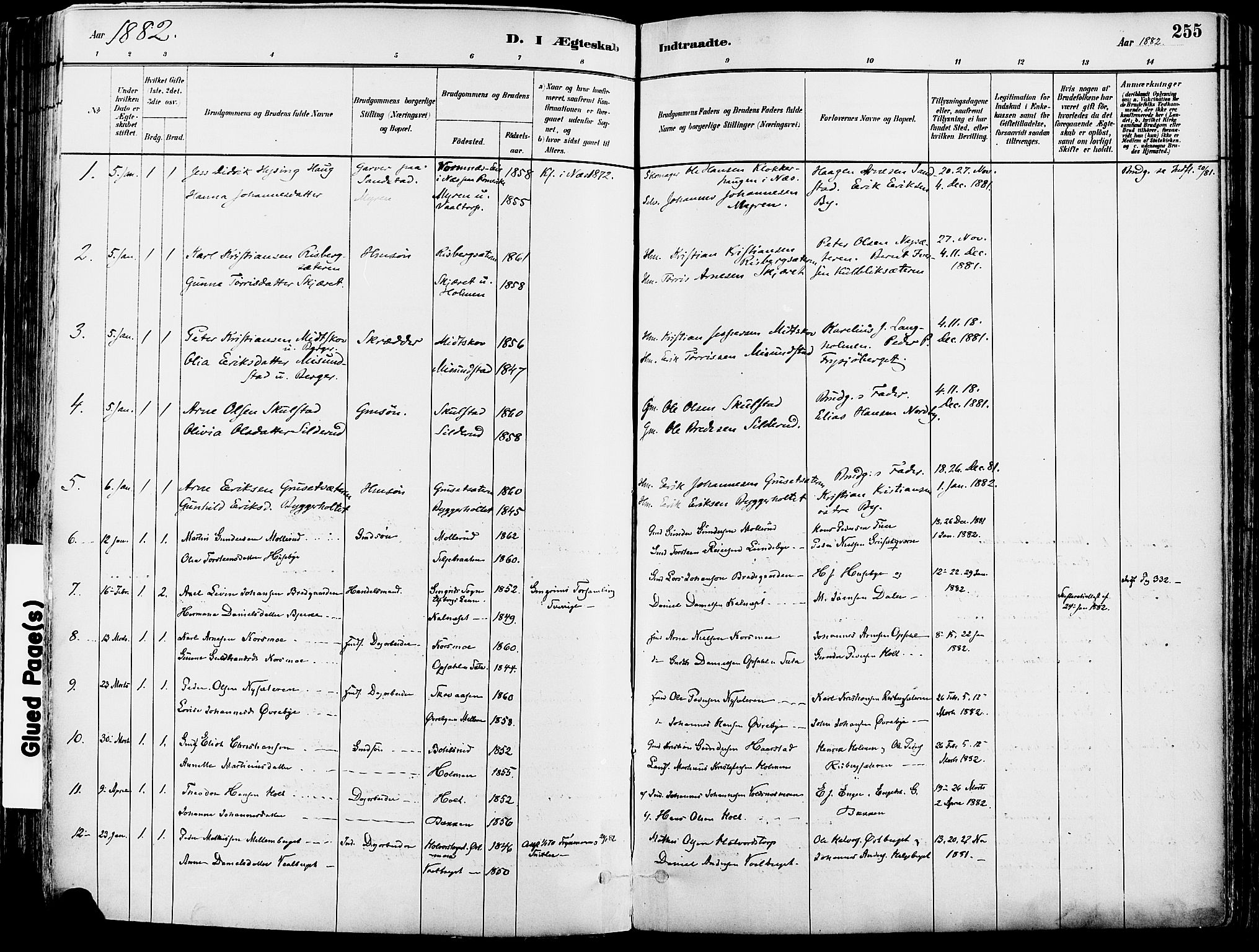 Grue prestekontor, SAH/PREST-036/H/Ha/Haa/L0012: Parish register (official) no. 12, 1881-1897, p. 255