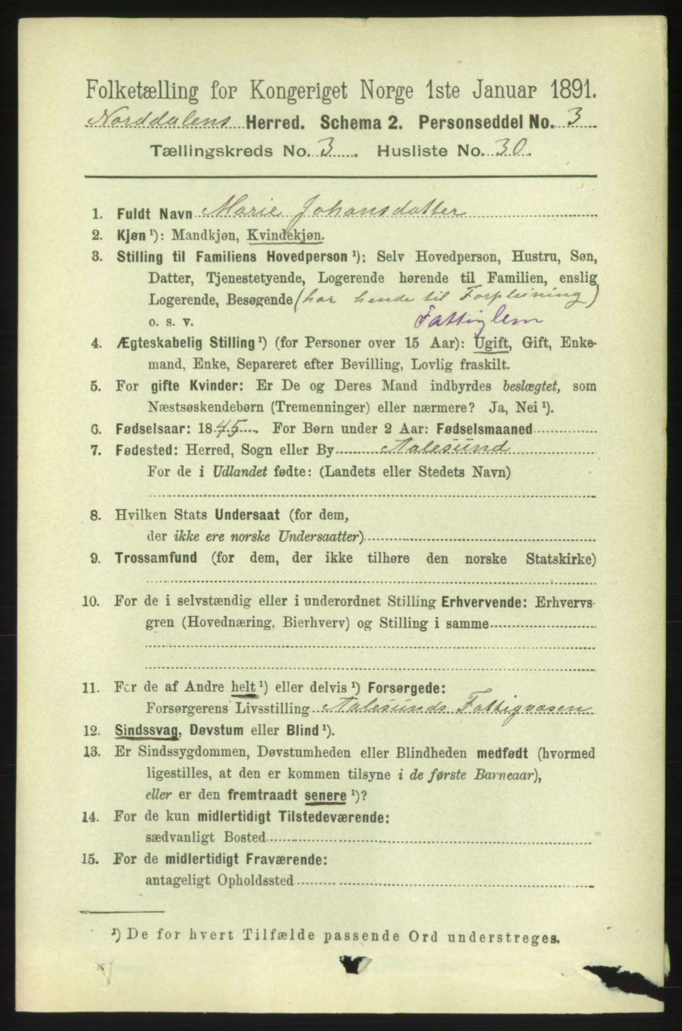 RA, 1891 census for 1524 Norddal, 1891, p. 747