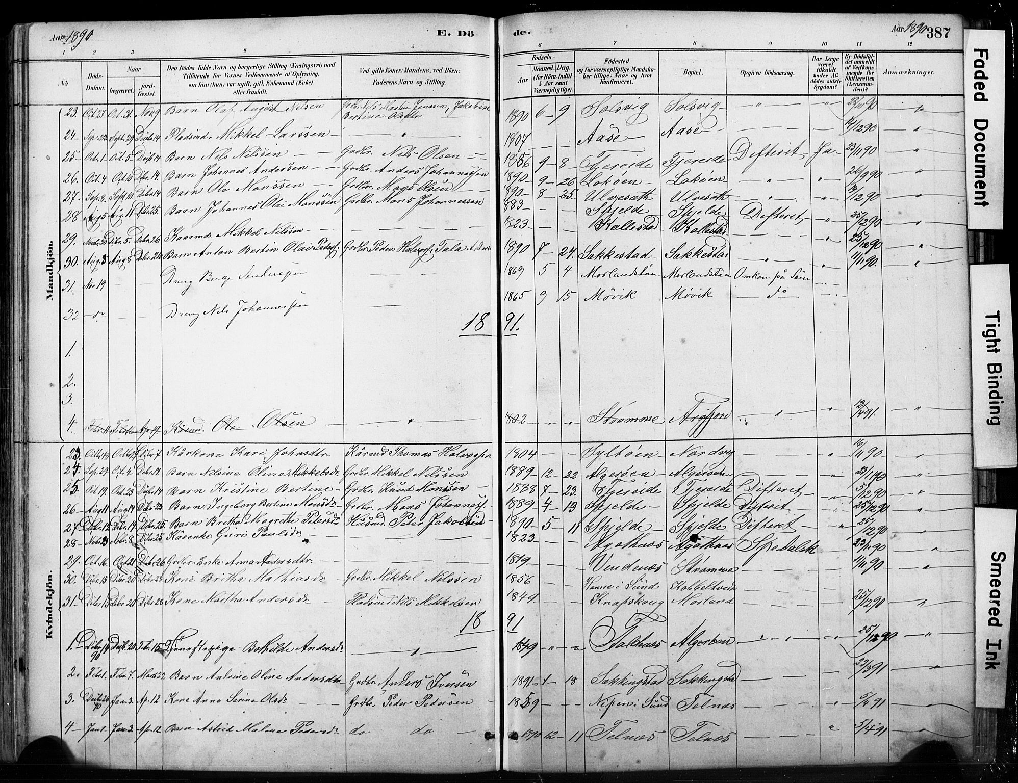Fjell sokneprestembete, SAB/A-75301/H/Hab: Parish register (copy) no. A 4, 1880-1899, p. 387