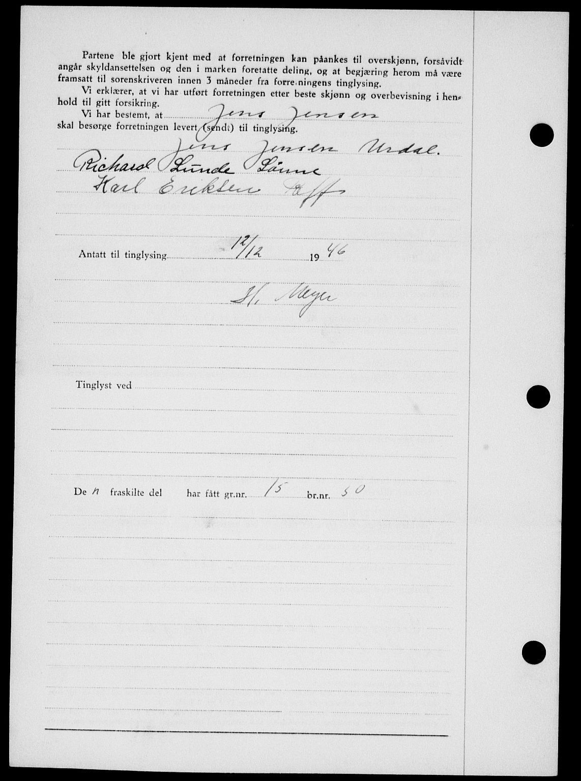 Onsøy sorenskriveri, SAO/A-10474/G/Ga/Gab/L0018: Mortgage book no. II A-18, 1946-1947, Diary no: : 3206/1946