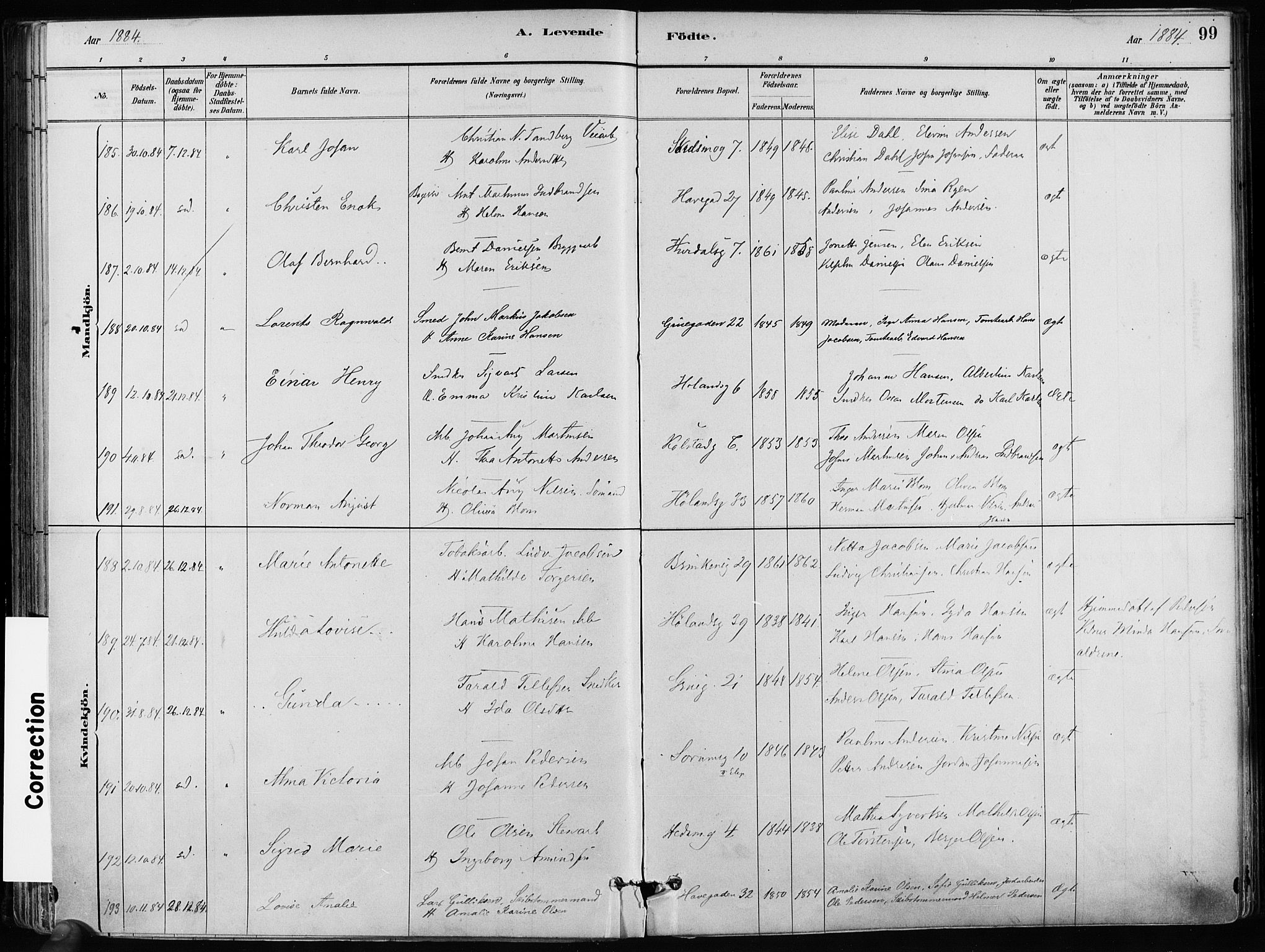 Kampen prestekontor Kirkebøker, AV/SAO-A-10853/F/Fa/L0001: Parish register (official) no. I 1, 1880-1886, p. 99