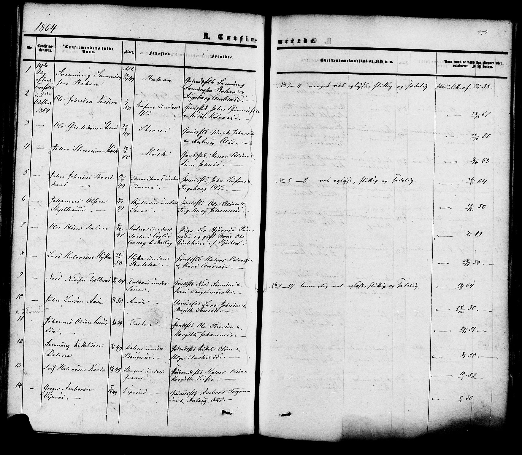 Heddal kirkebøker, SAKO/A-268/F/Fa/L0007: Parish register (official) no. I 7, 1855-1877, p. 250