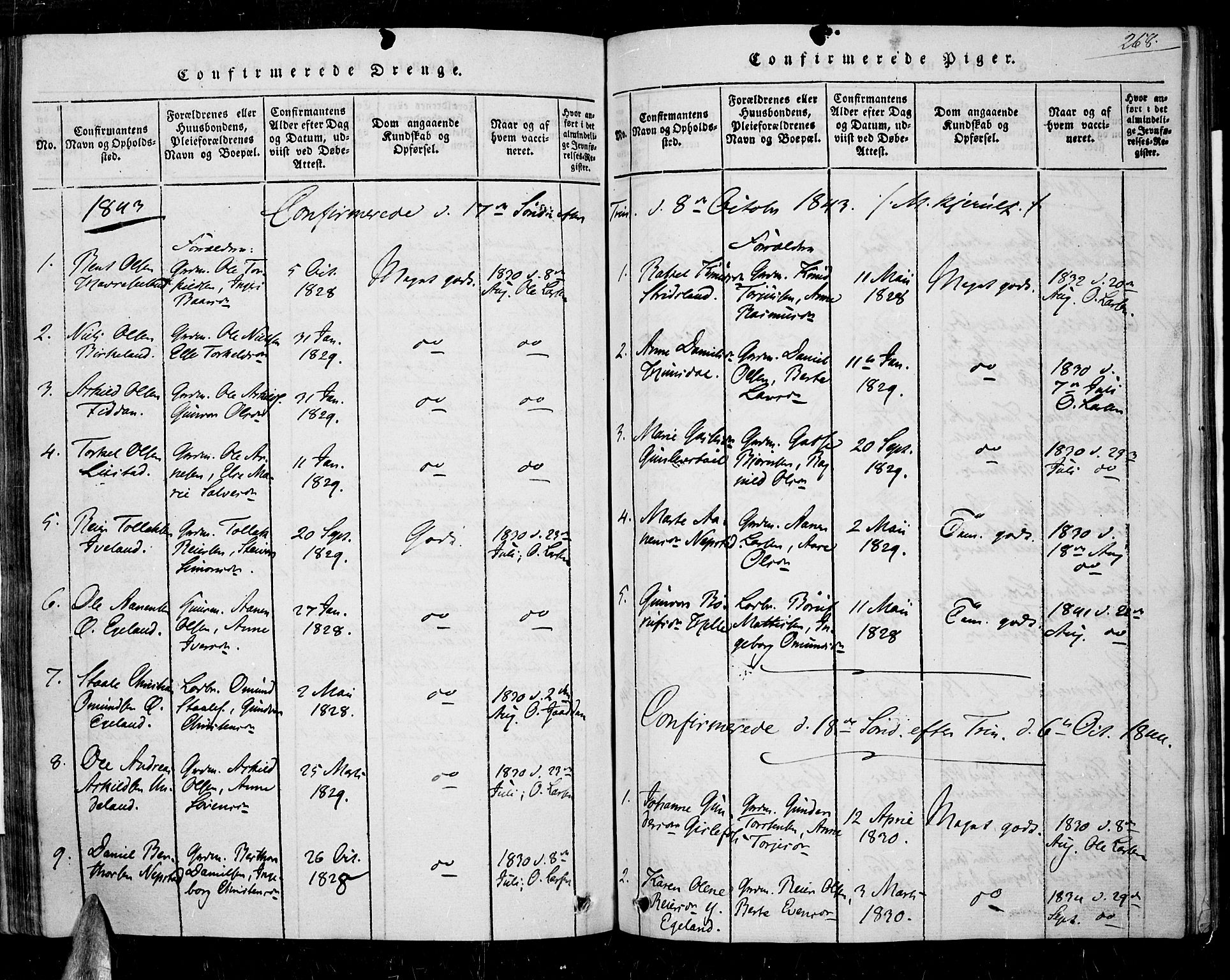 Nord-Audnedal sokneprestkontor, AV/SAK-1111-0032/F/Fa/Faa/L0001: Parish register (official) no. A 1, 1815-1856, p. 268