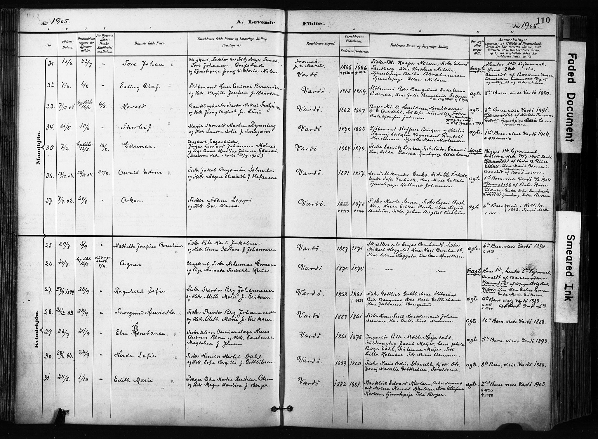 Vardø sokneprestkontor, AV/SATØ-S-1332/H/Ha/L0010kirke: Parish register (official) no. 10, 1895-1907, p. 110