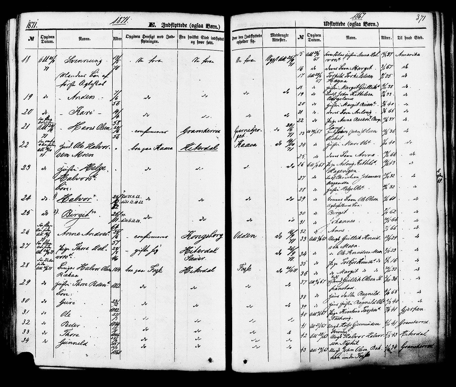 Hjartdal kirkebøker, SAKO/A-270/F/Fa/L0009: Parish register (official) no. I 9, 1860-1879, p. 371