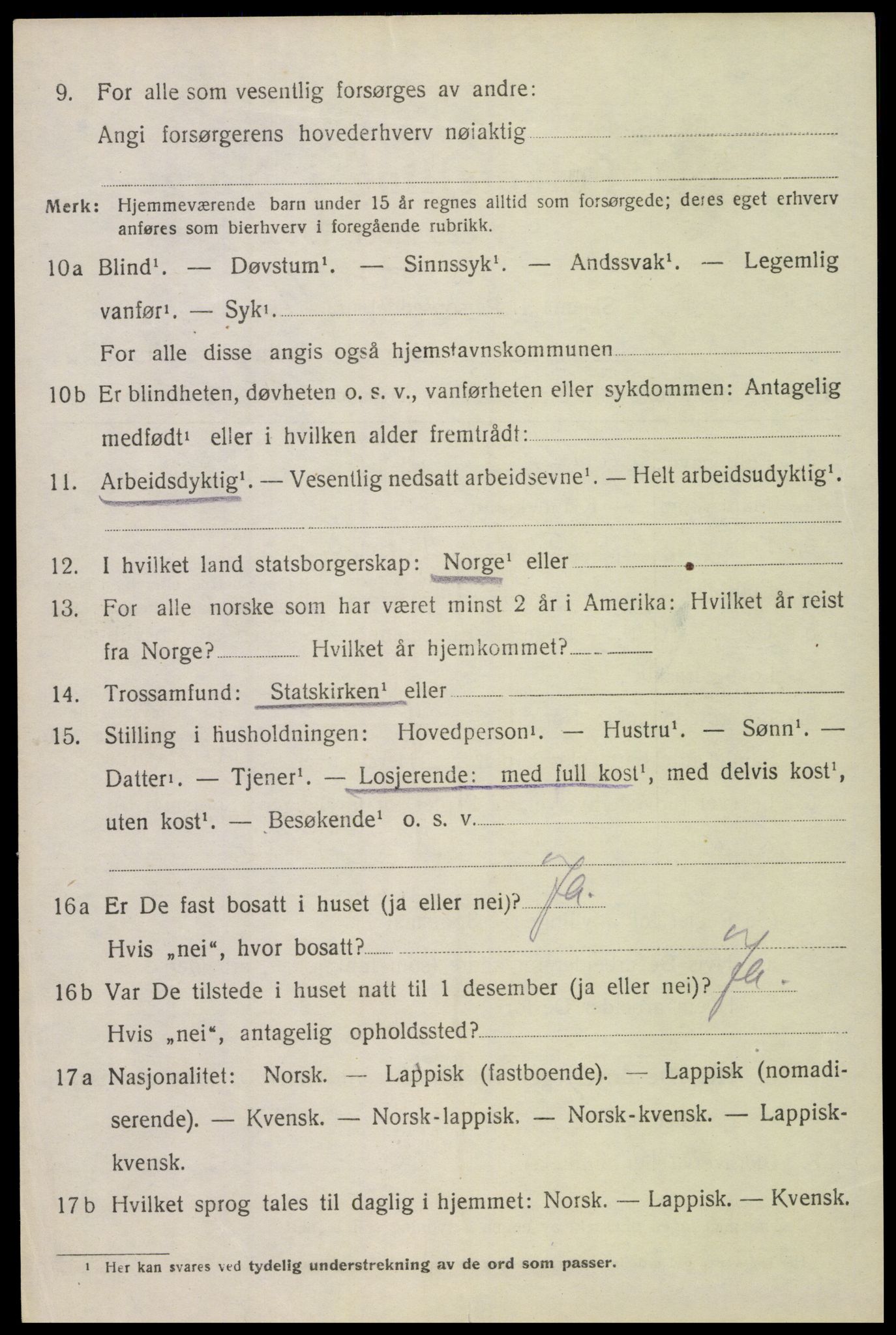 SAT, 1920 census for Værøy, 1920, p. 992