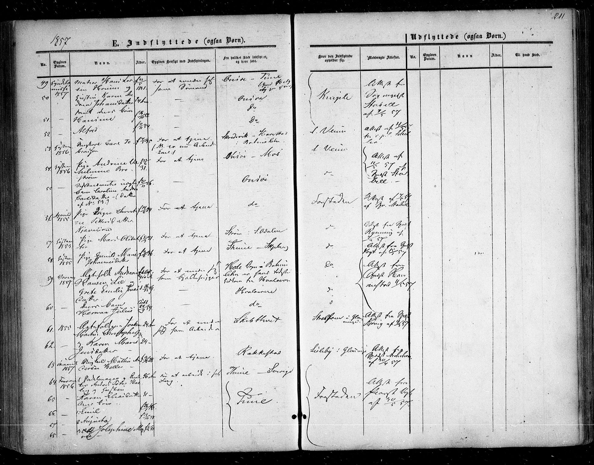 Glemmen prestekontor Kirkebøker, SAO/A-10908/F/Fa/L0007: Parish register (official) no. 7, 1853-1862, p. 211